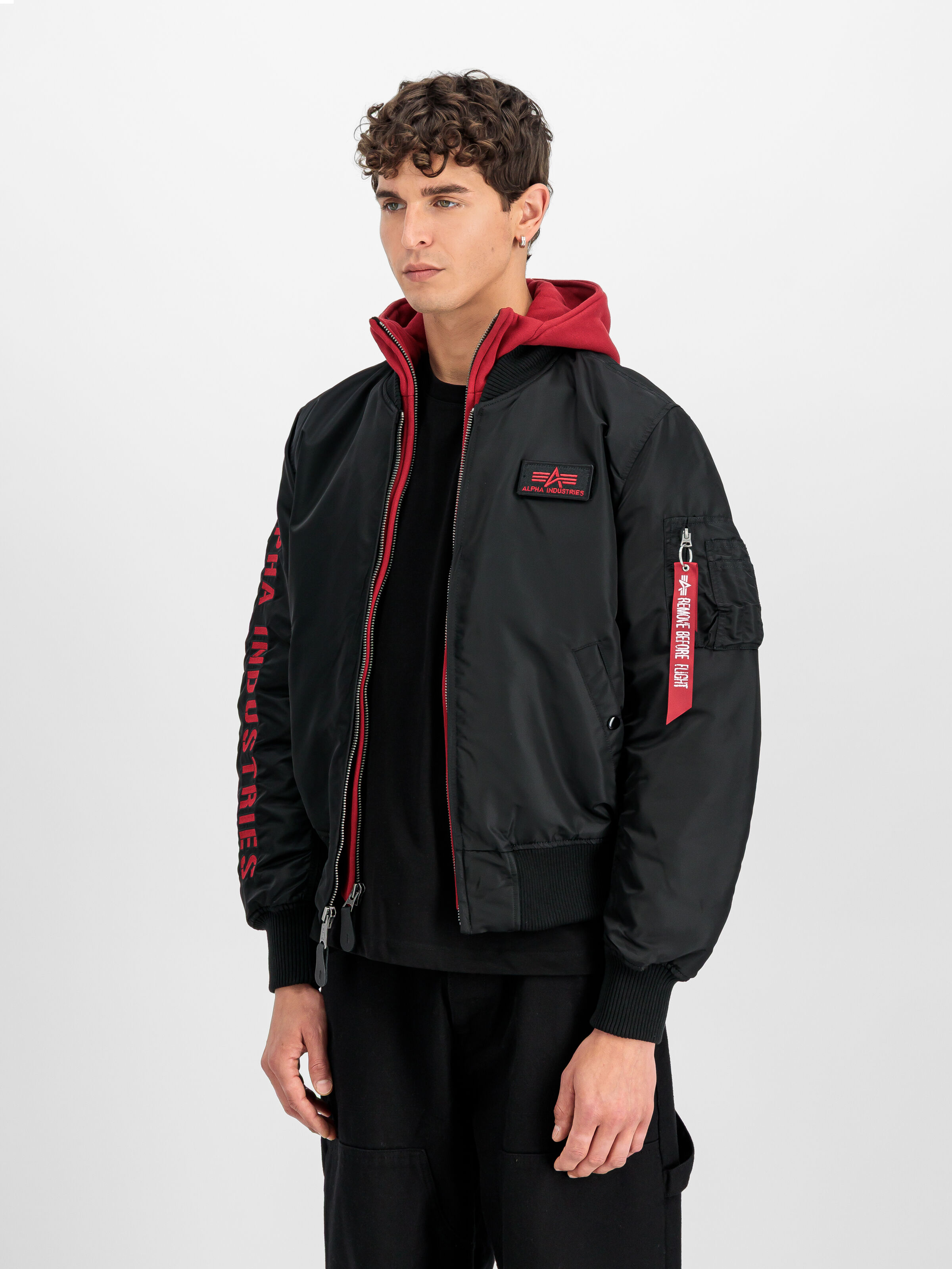 MA-1 D-Tec Sleeve Embroidery Bomber Jacket black/red 133104_94_2_model_00002_190204