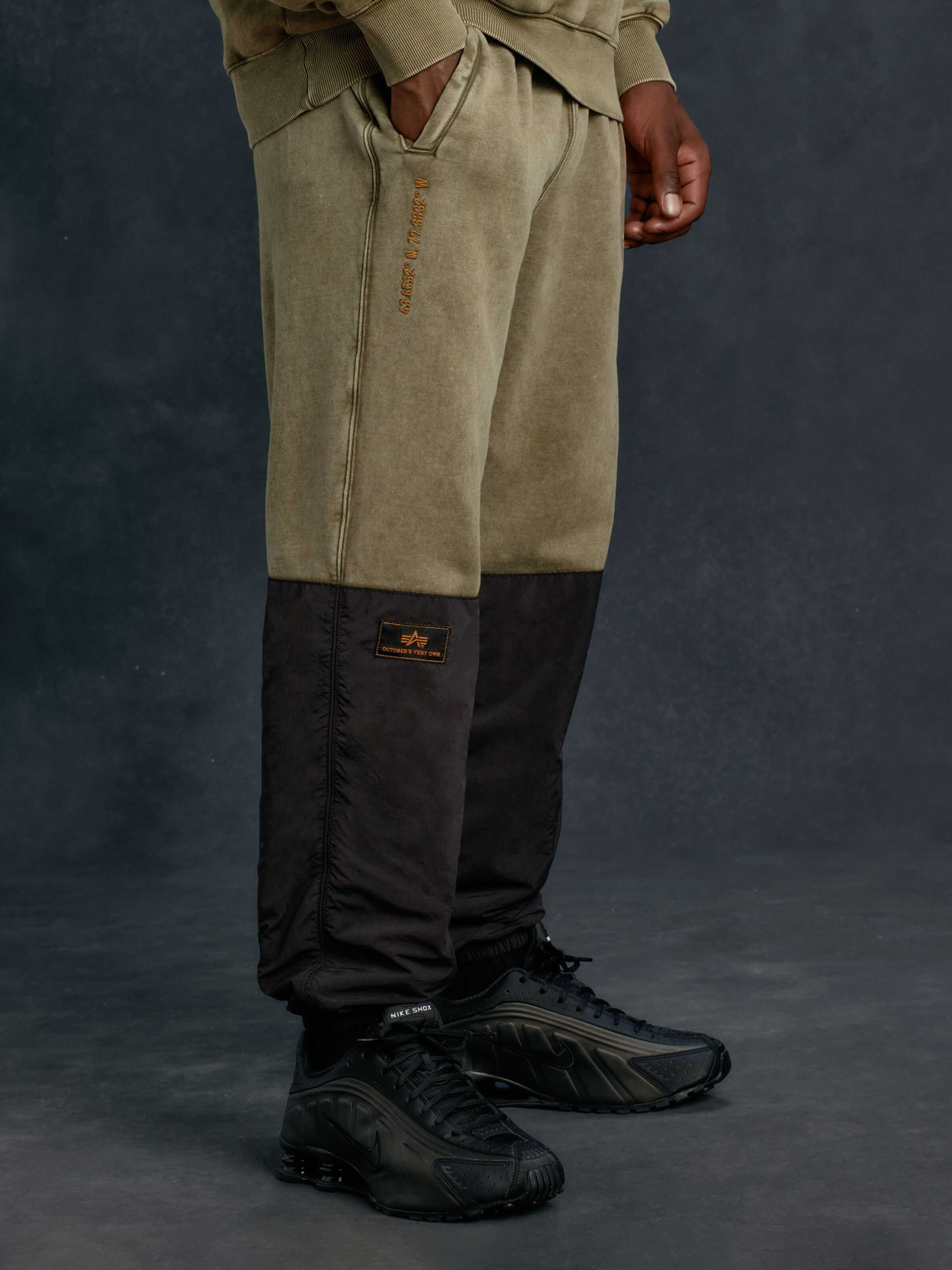 ALPHA x OVO Garment Dye Fleece Pant olive 258016_11_2_model_00003_195906