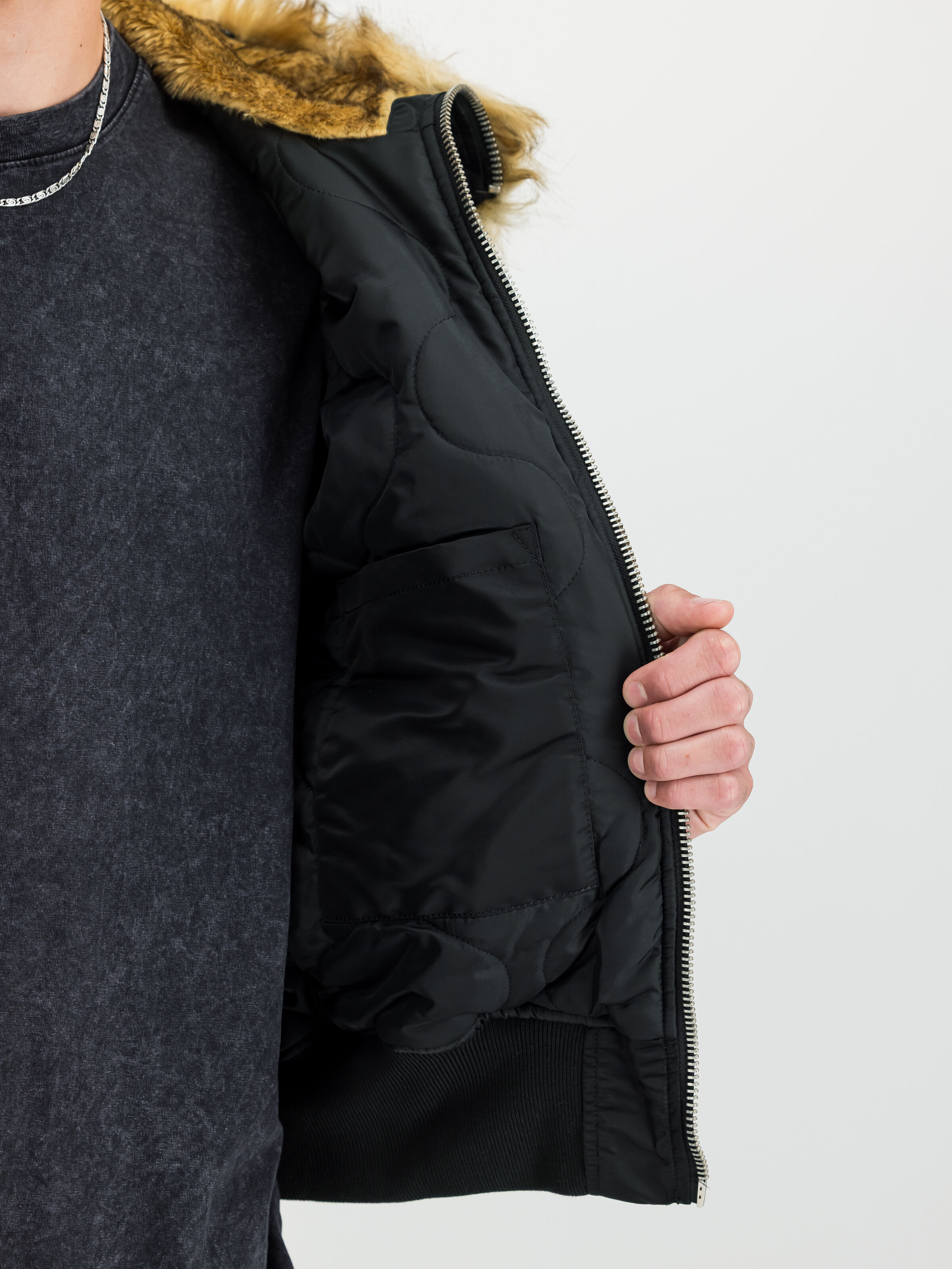 45/P Hooded Custom Bomber Jacket black/reflective 113145_285_3_detail_00002_189093