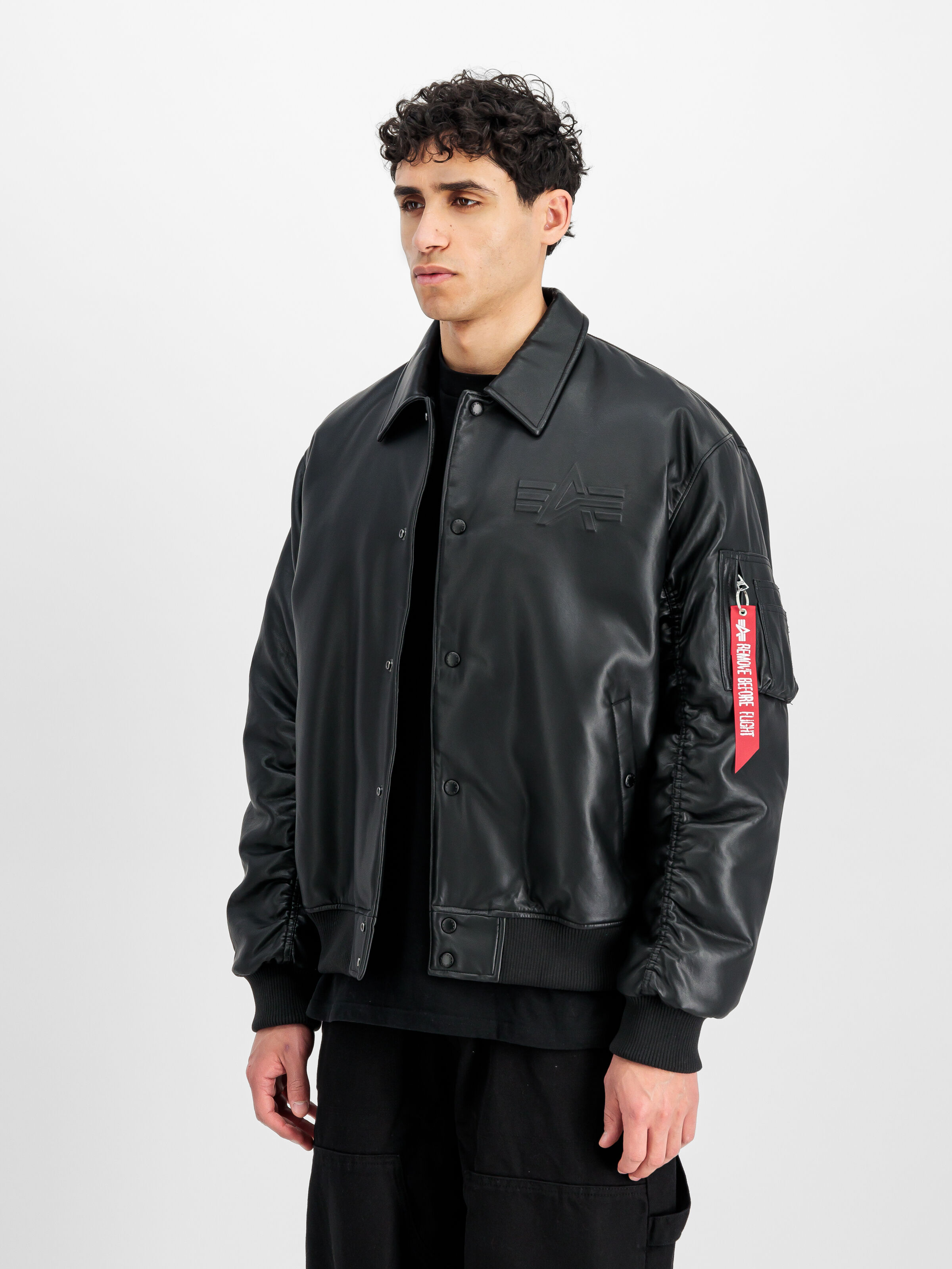 PU College Bomber Jacket black 258109_03_2_model_00002_162271