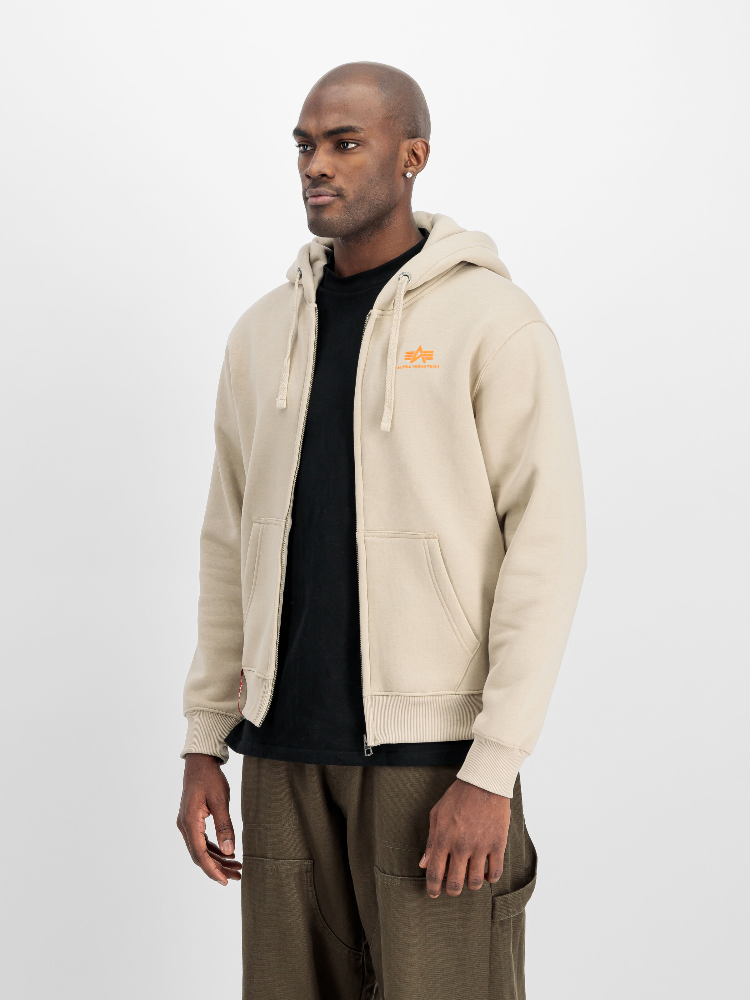 Basic Small Logo Zip Hoodie organic beige 118342_627_2_model_00002_160869