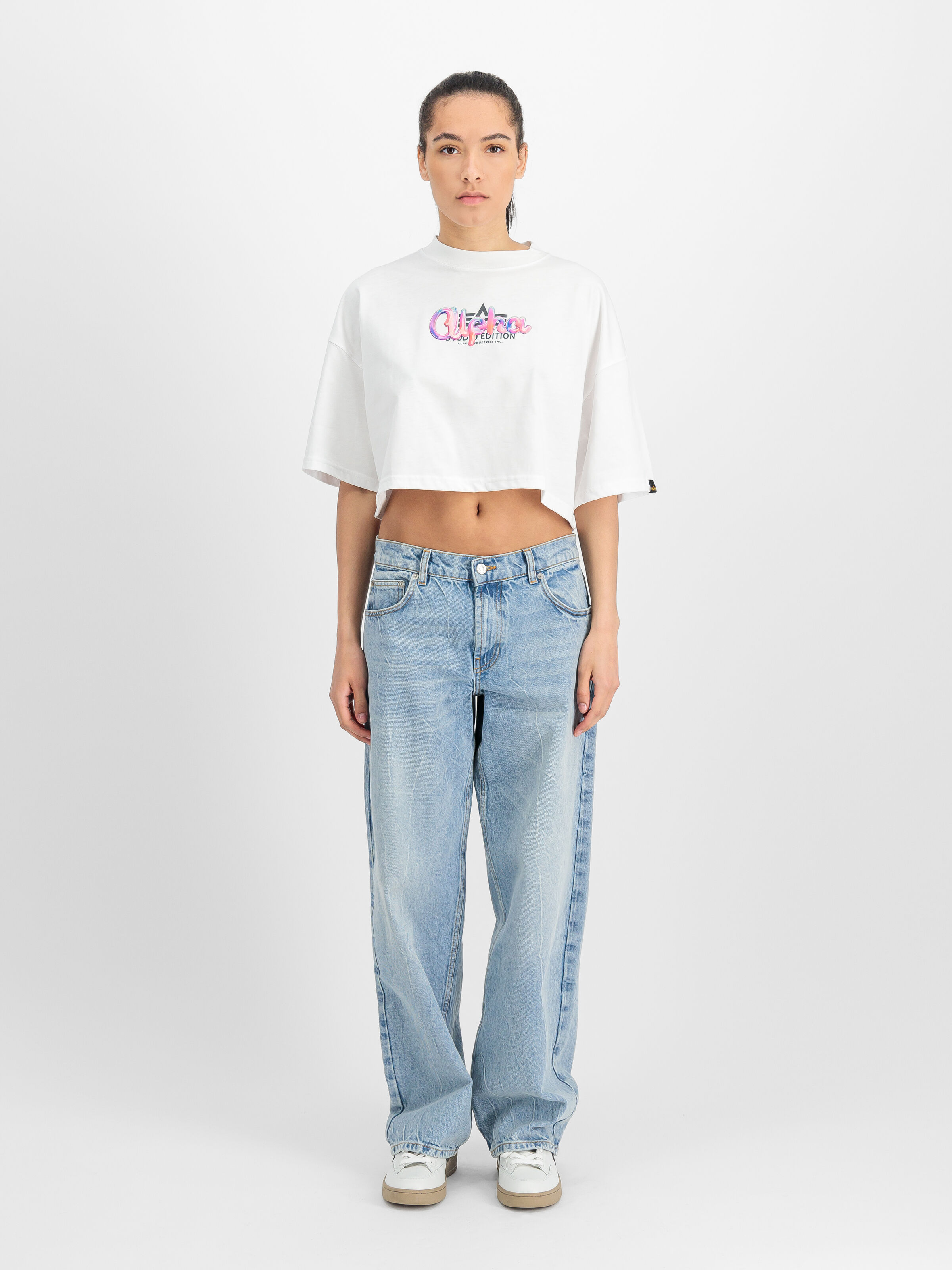 Studio Rainbow Cropped T-Shirt Women white 258064_09_2_model_00001_161314