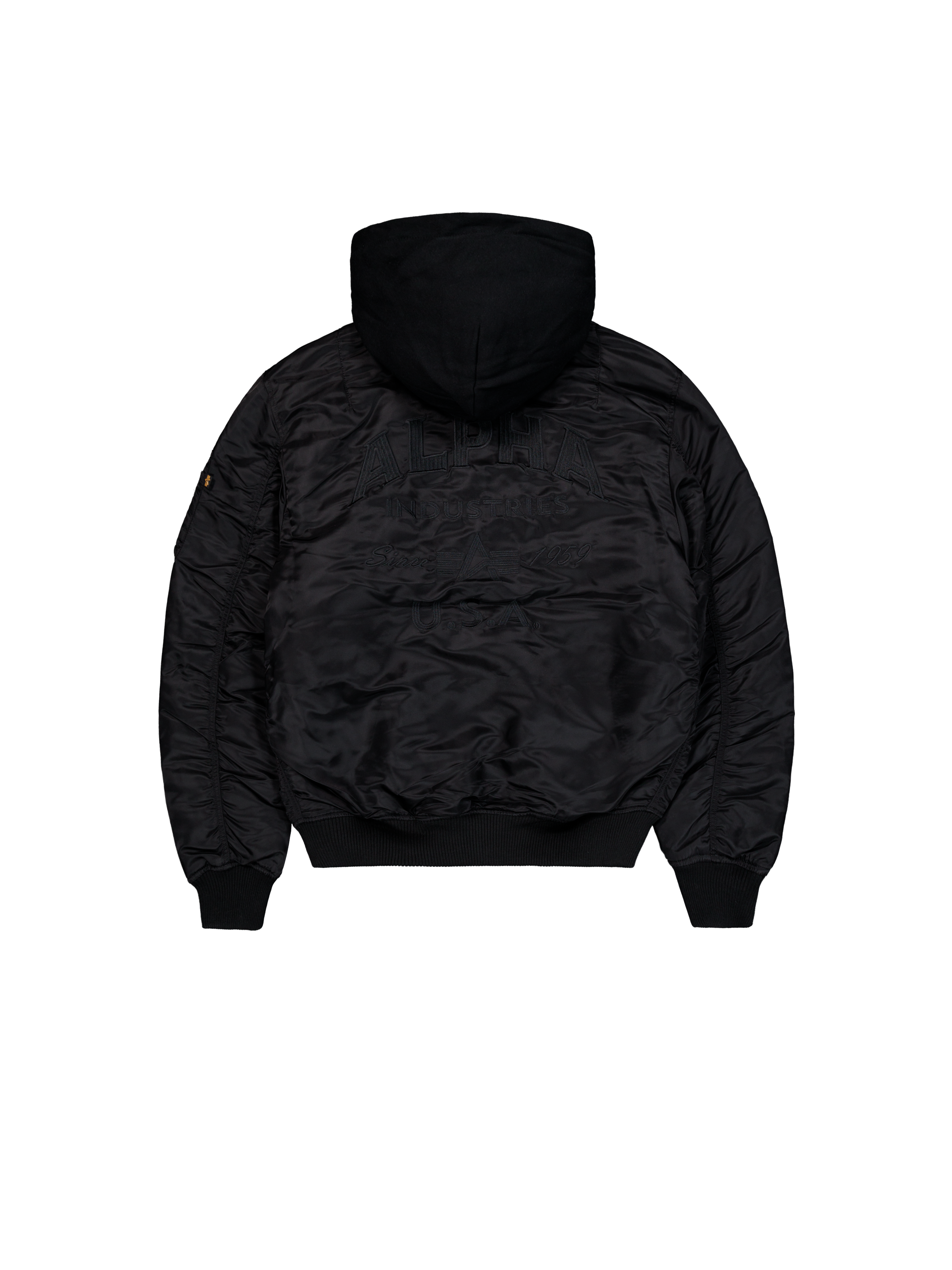 MA-1 Zip Hood Back Embroidery Bomber Jacket black 138105_03_1_flatlay_00002_124898
