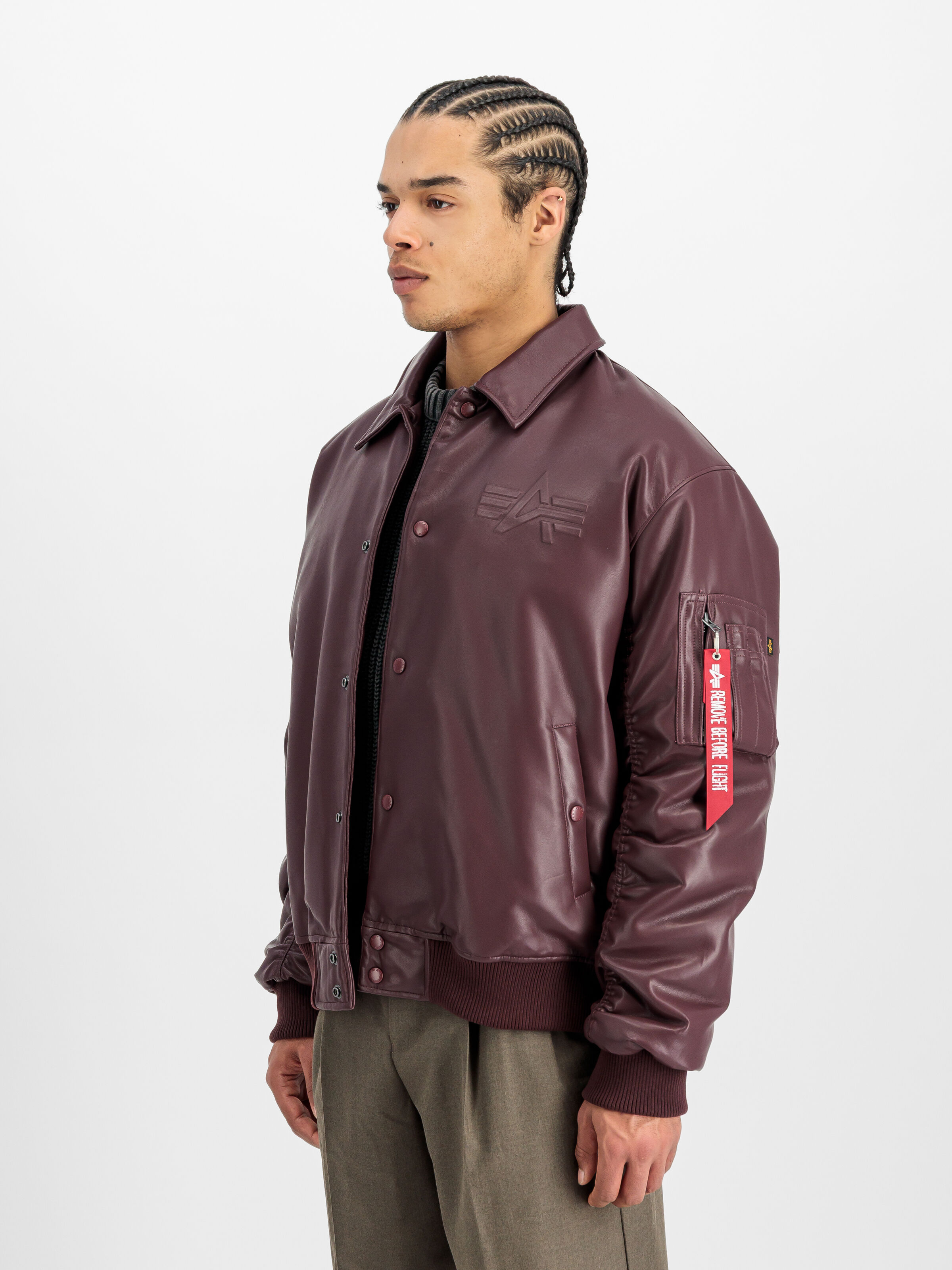 PU College Bomber Jacket dark cherry 258109_608_2_model_00002_162330