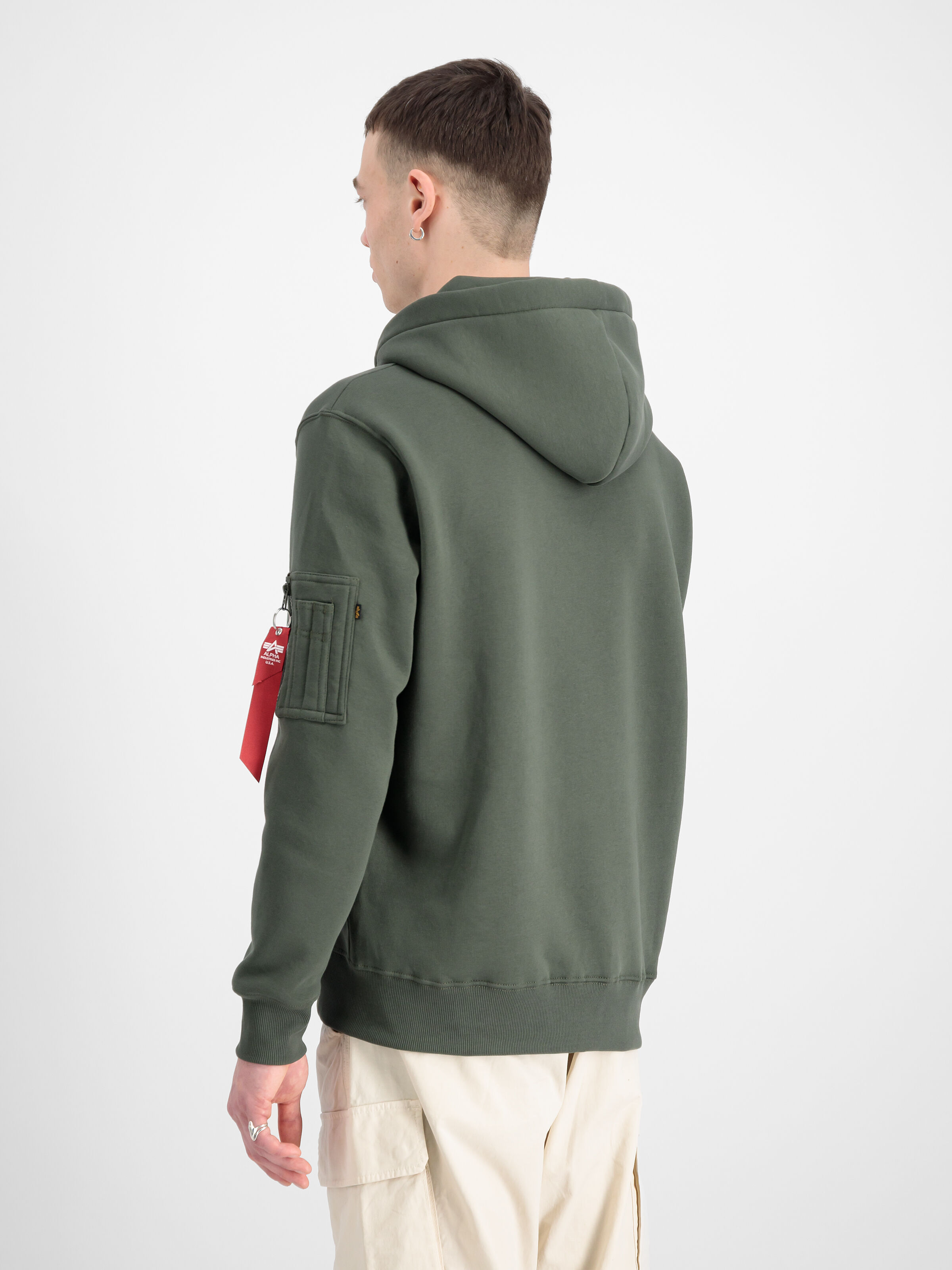 Alpha Puff Print Hoodie dark olive 146338_142_2_model_00004_118703