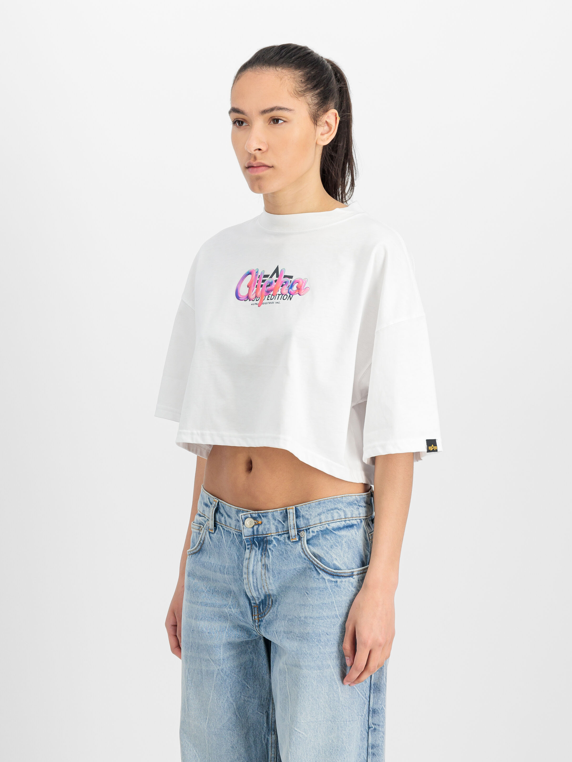 Studio Rainbow Cropped T-Shirt Women white 258064_09_2_model_00002_161315