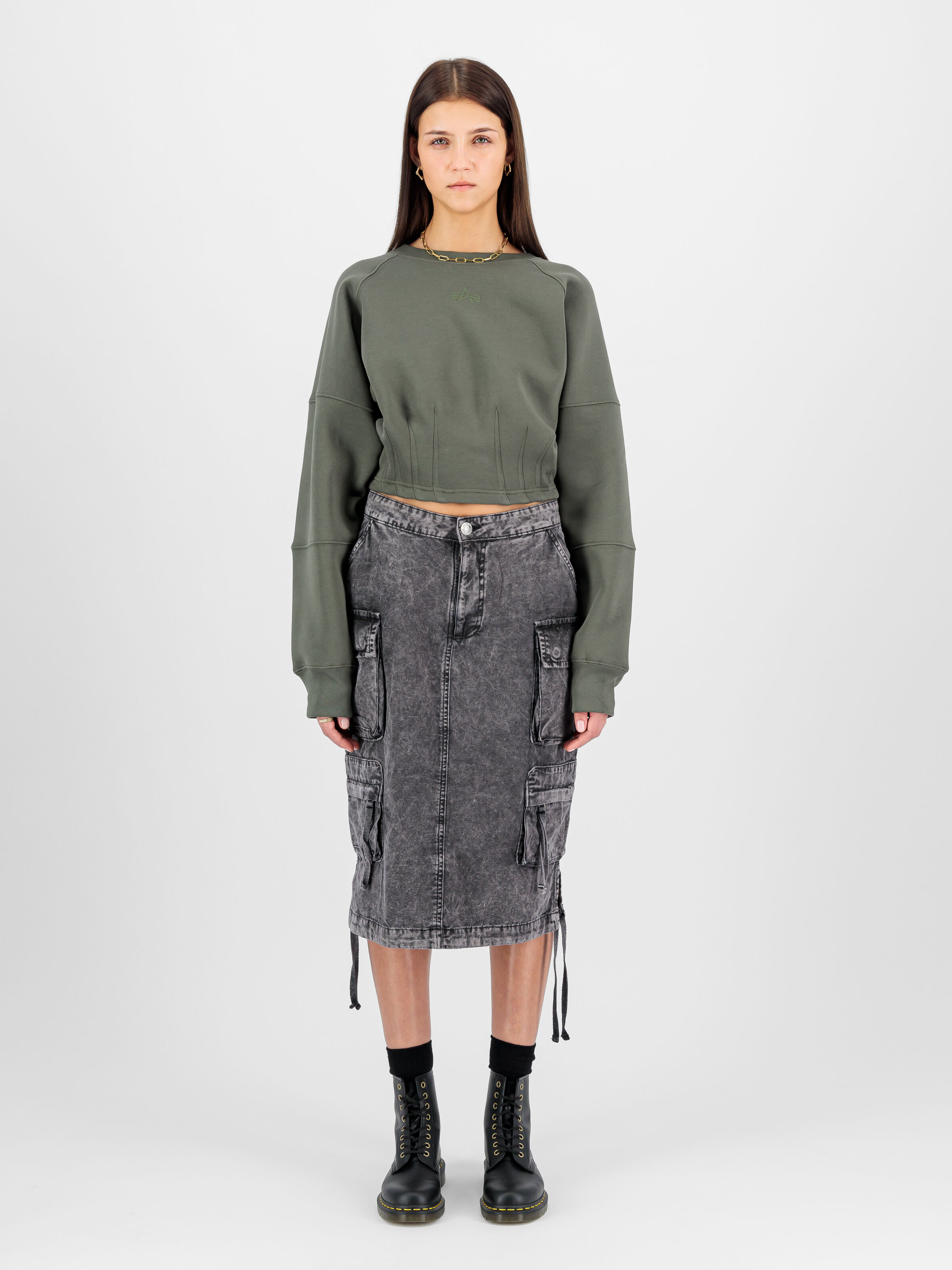 Waisted Sweatshirt Women dark olive 148031_142_2_model_00001_103654