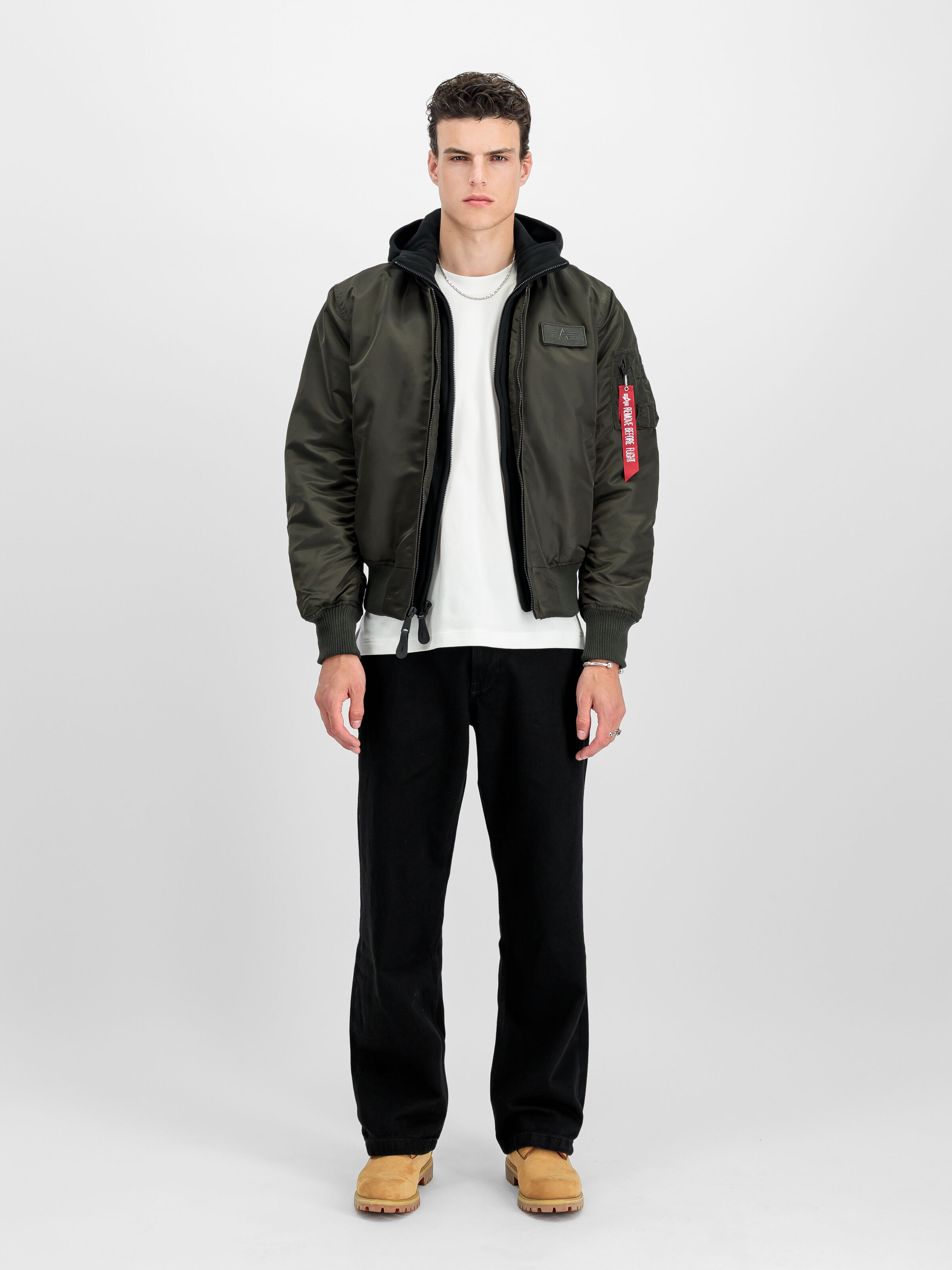 MA-1 D-Tec Hood Bomber Jacket black olive 183110_413_2_model_00001_189406