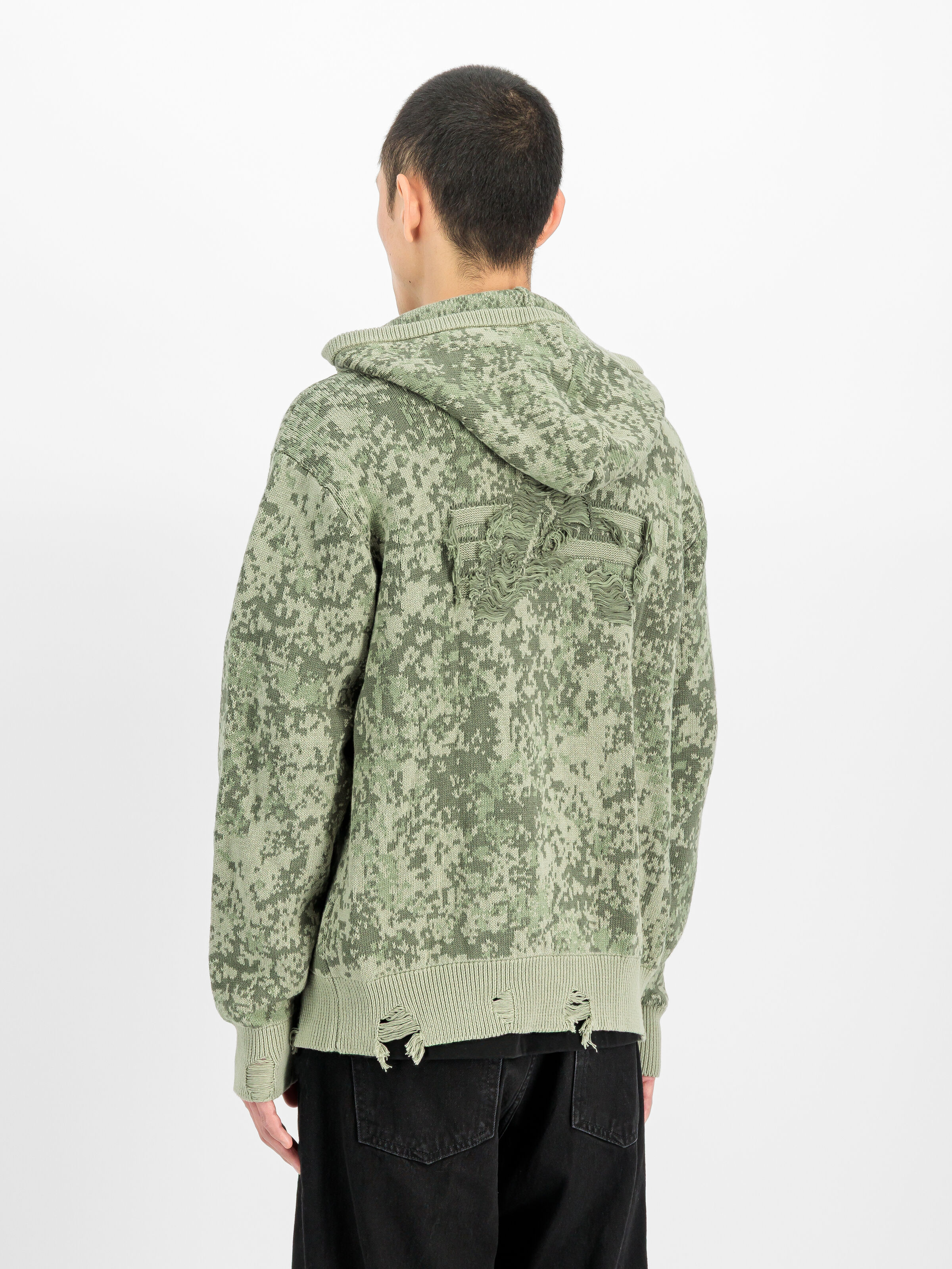 Distressed Knit Hooded Jacket M48 forest camo 268404_905_2_model_00003_243851