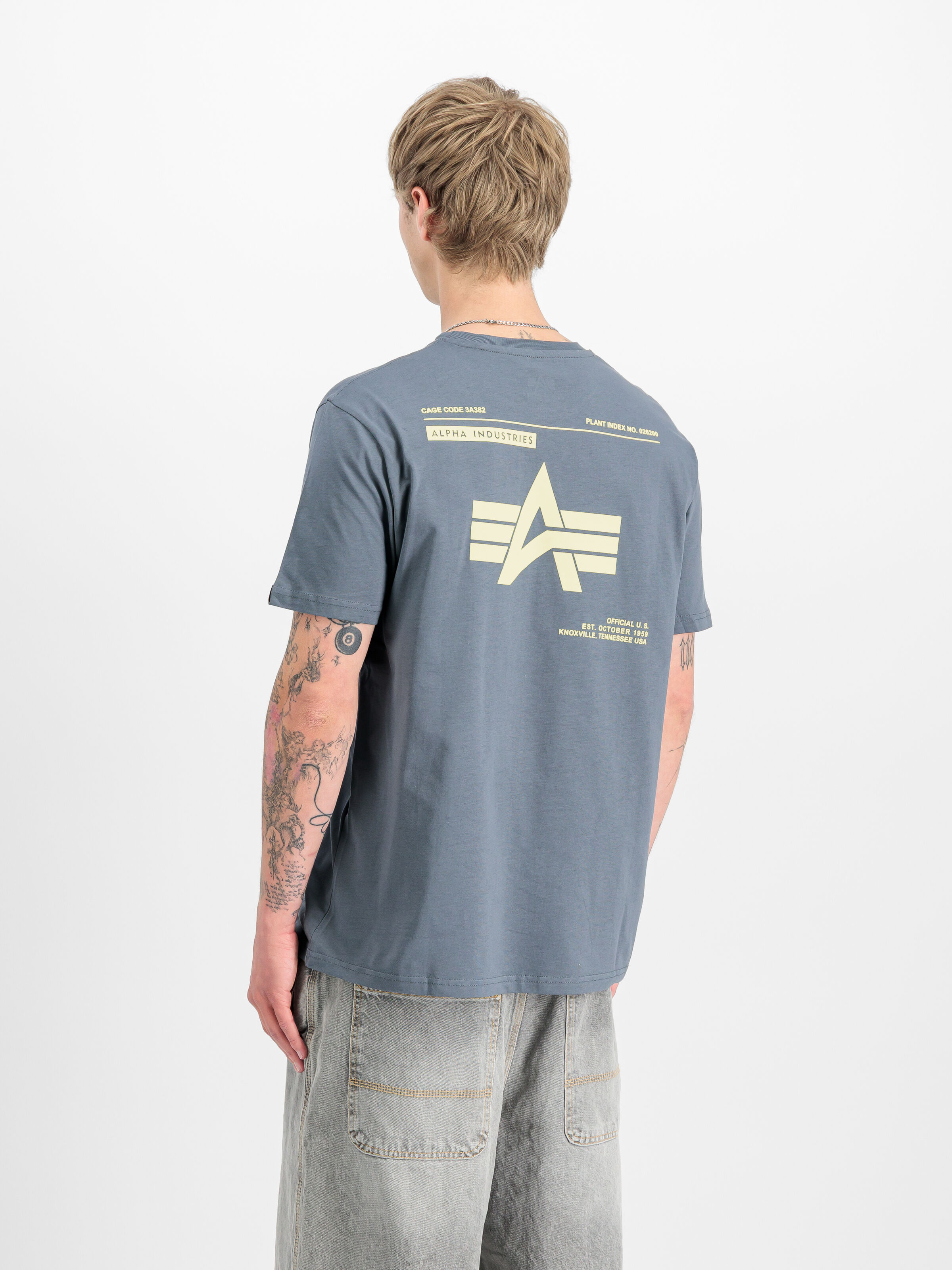 Label Backprint T-Shirt denim blue 258505_439_2_model_00003_173873