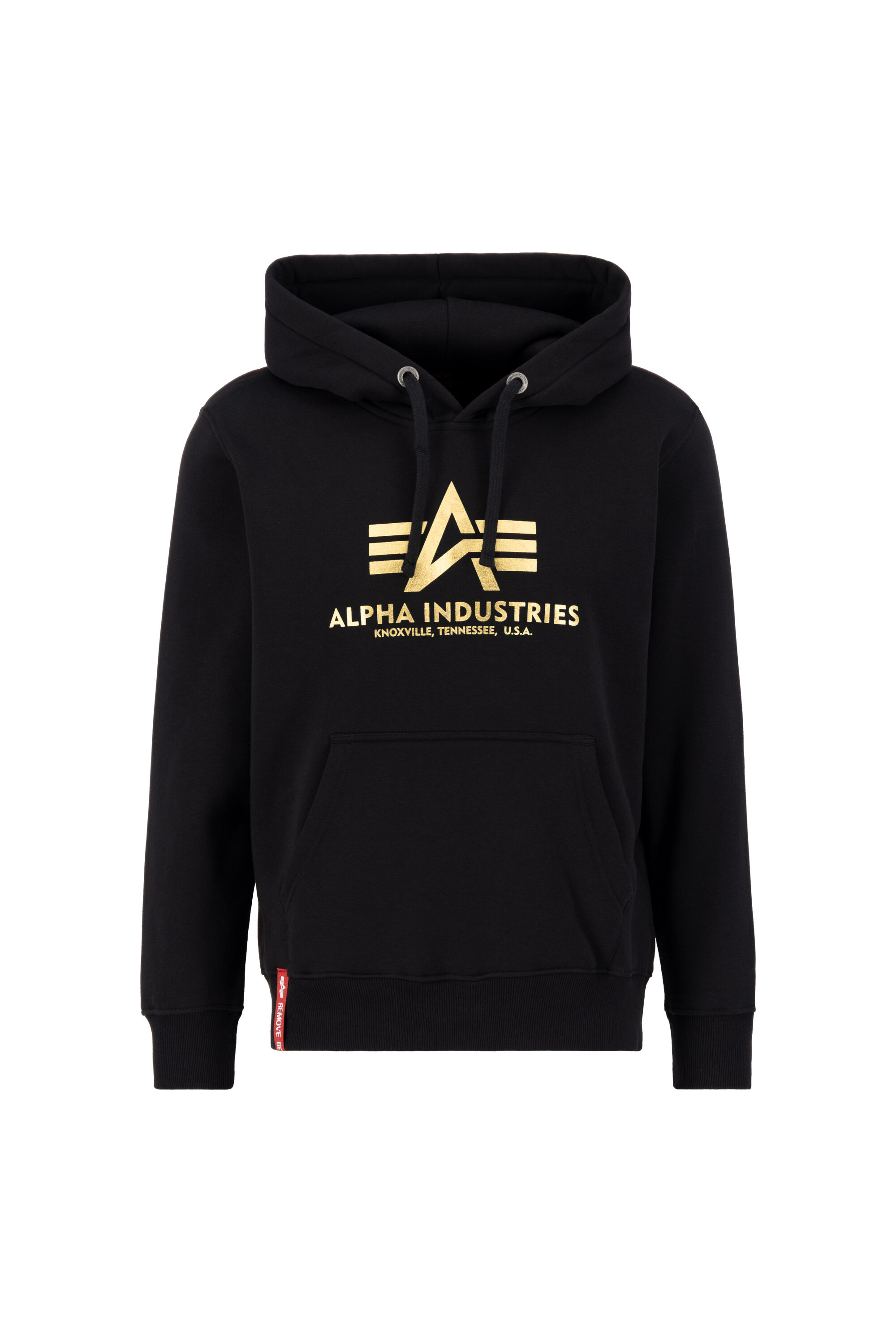 Basic Foil Print Hoodie black/yellow gold 178312FP_583_001_122776.jpg