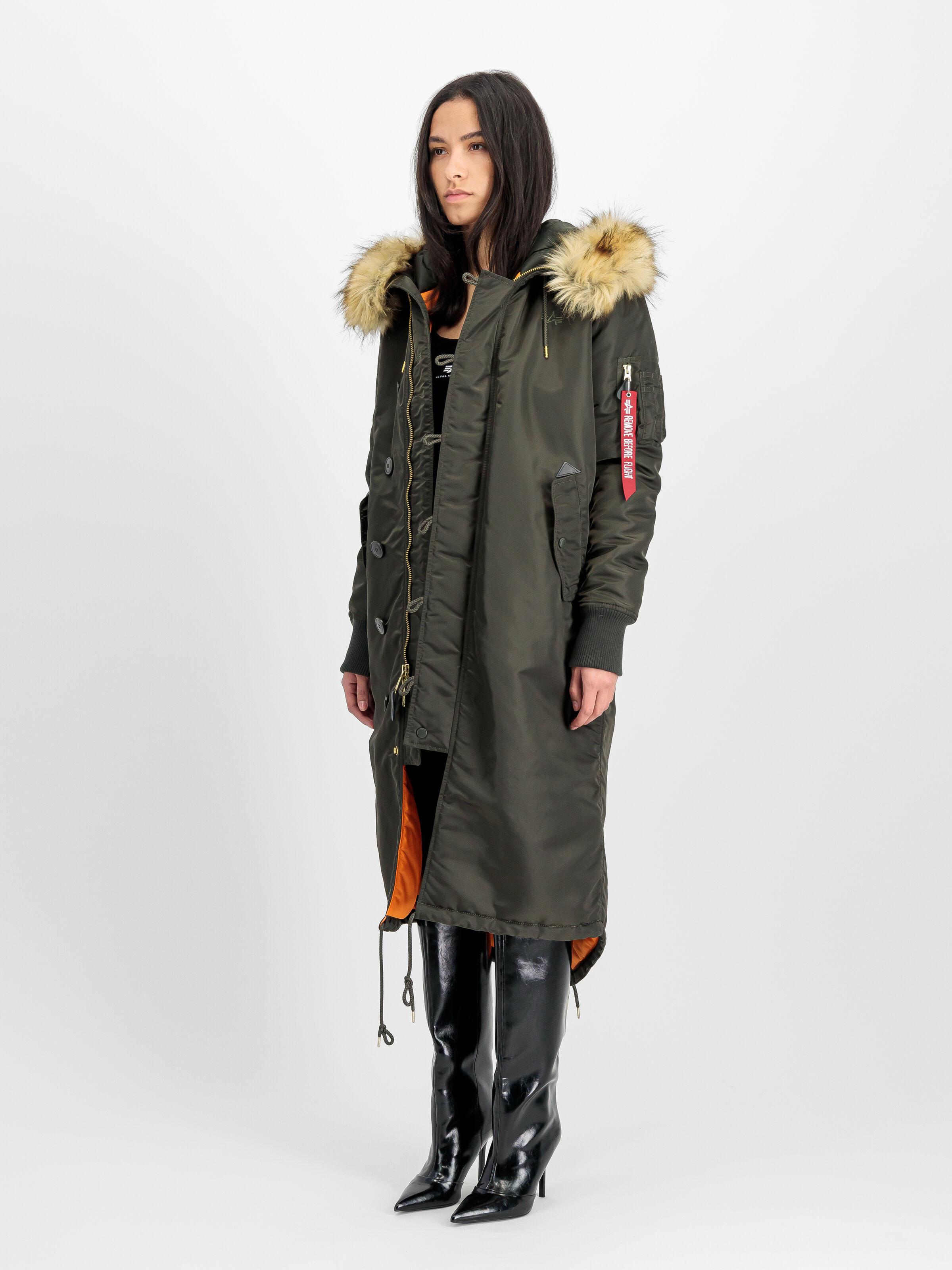 Long Fishtail Field Jacket Women black olive 198013_413_2_model_00002_167051