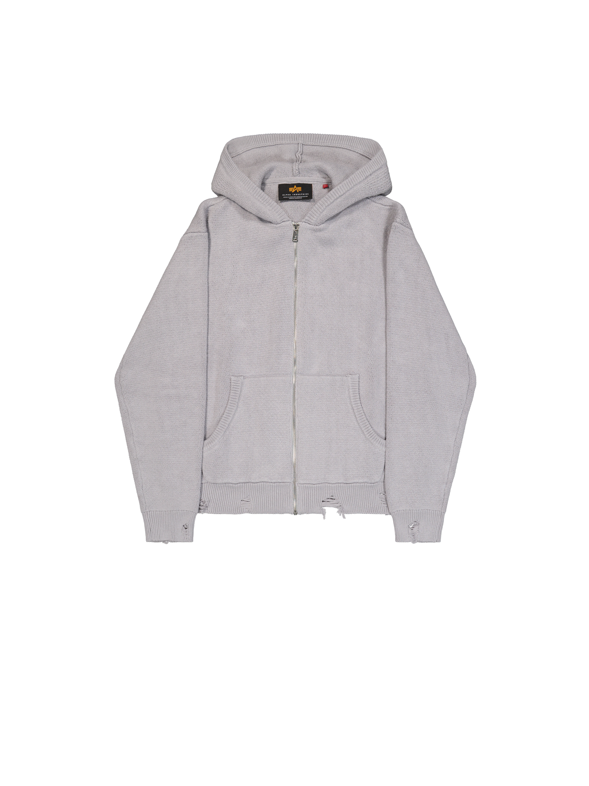 Distressed Knit Hooded Jacket silver 268404_31_1_flatlay_00001_230647.png