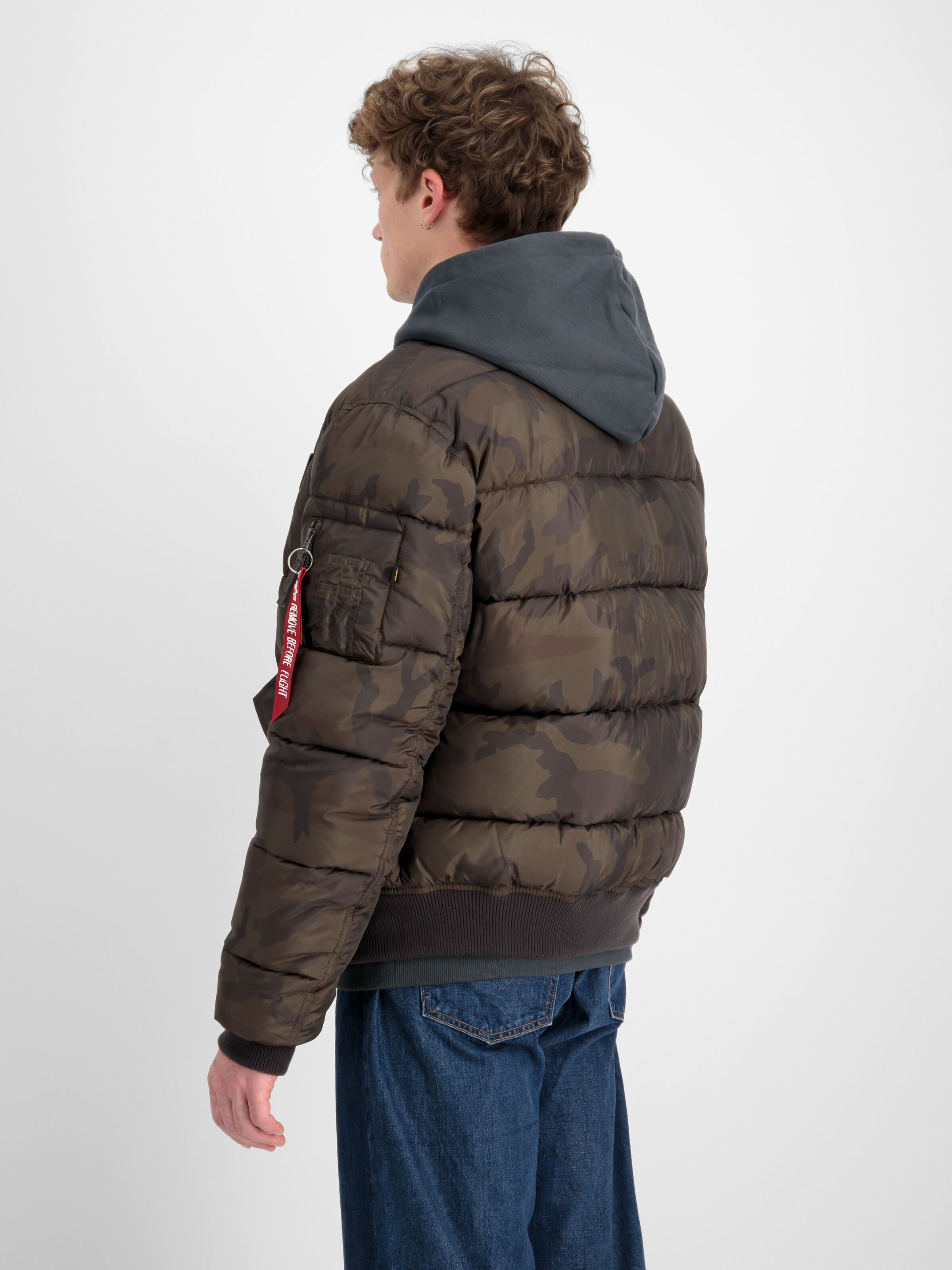 thumbnail image 2 of Twisted Soul Men's MA1 Bomber Jacket – Camo Army Padded With Faux Fur Hood 2 of 2