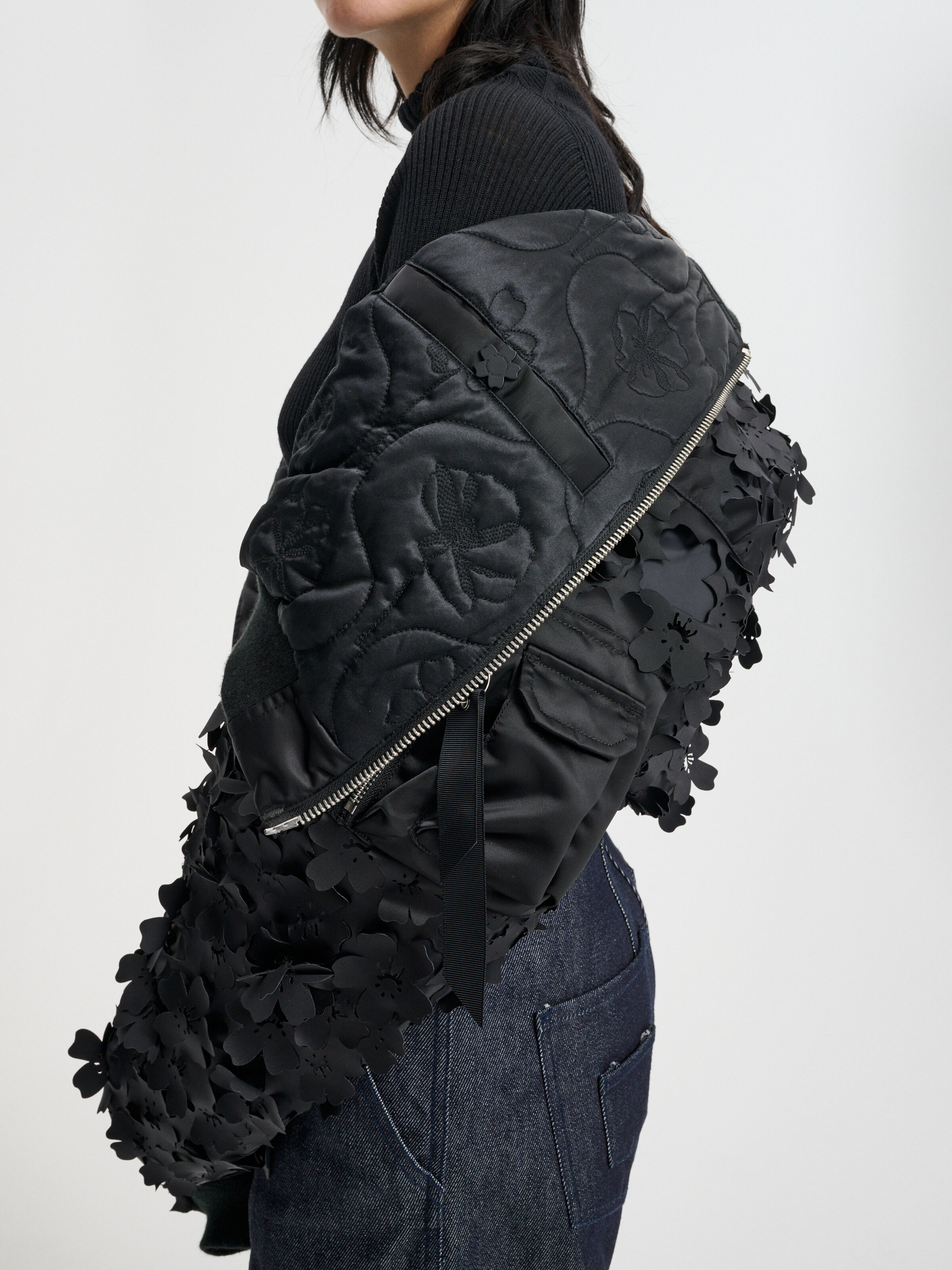 ALPHA x CECILIE BAHNSEN MA-1 CR Laser Cut Bomber Jacket black 766019_03_3_detail_00002_215750