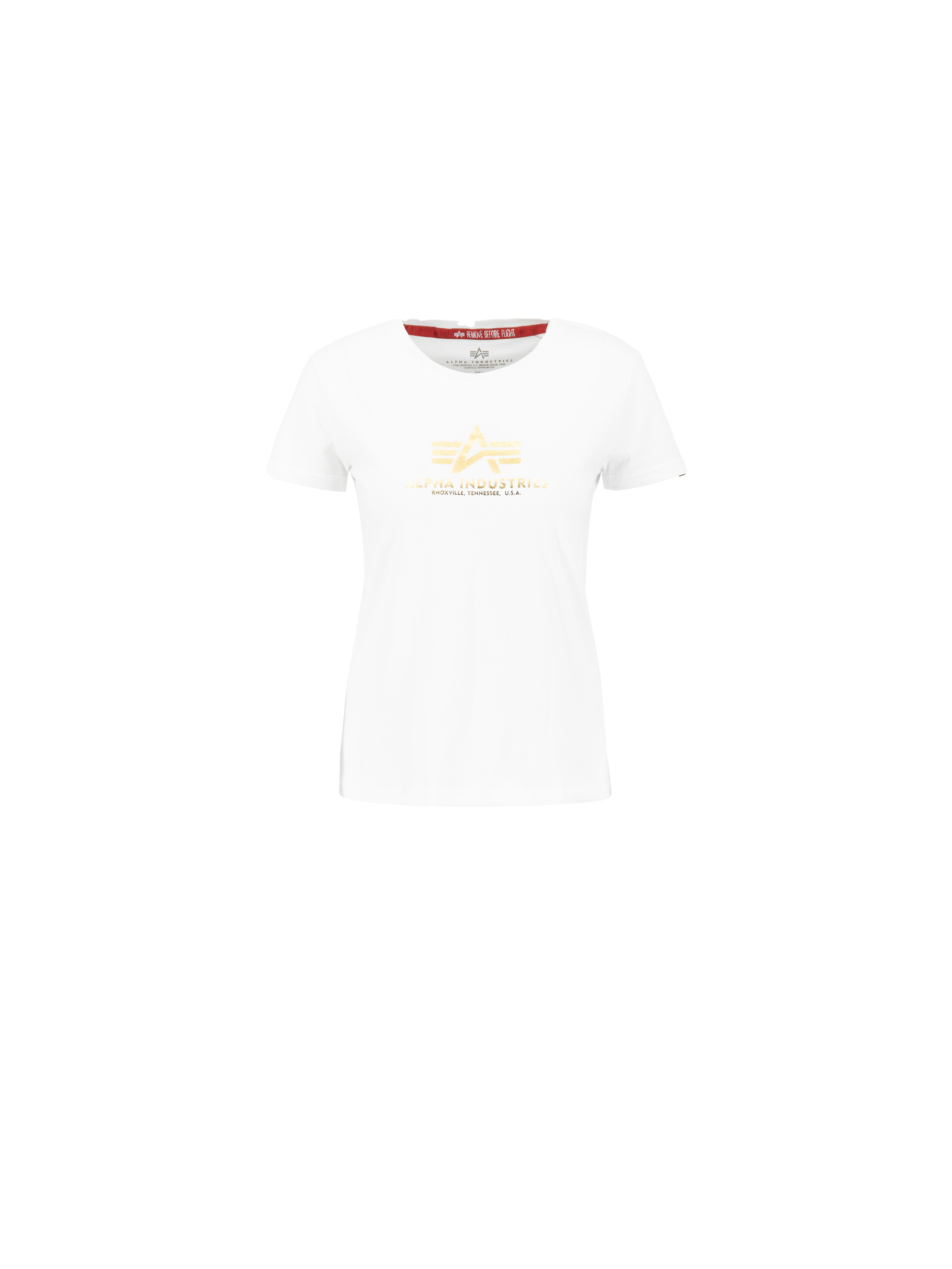 New Basic Big Logo Foil Print T-Shirt Women white/yellow gold 196051FP_590_001_194738.png