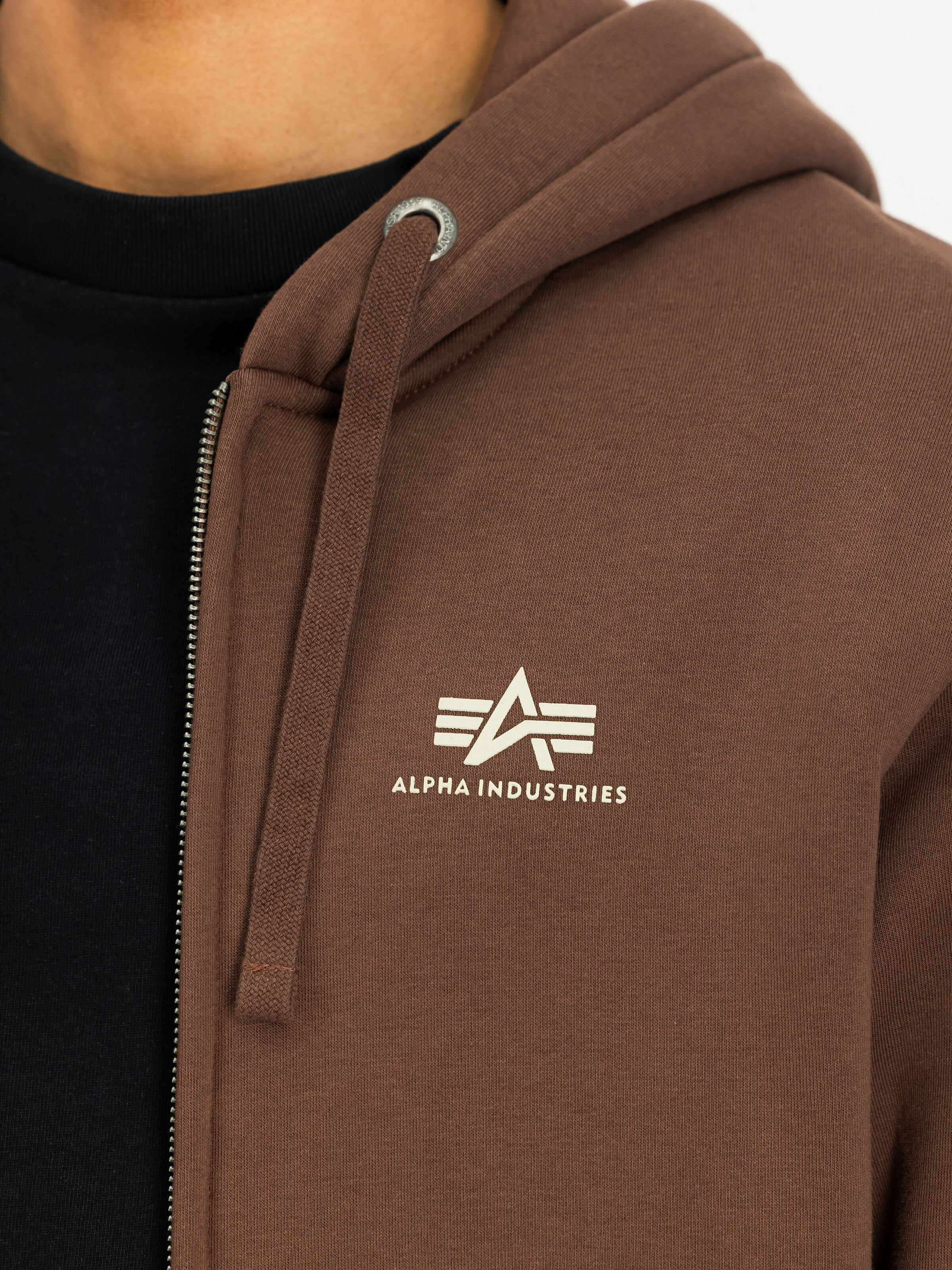 Basic Small Logo Zip Hoodie powder brown 118342_204_3_detail_00001_235192