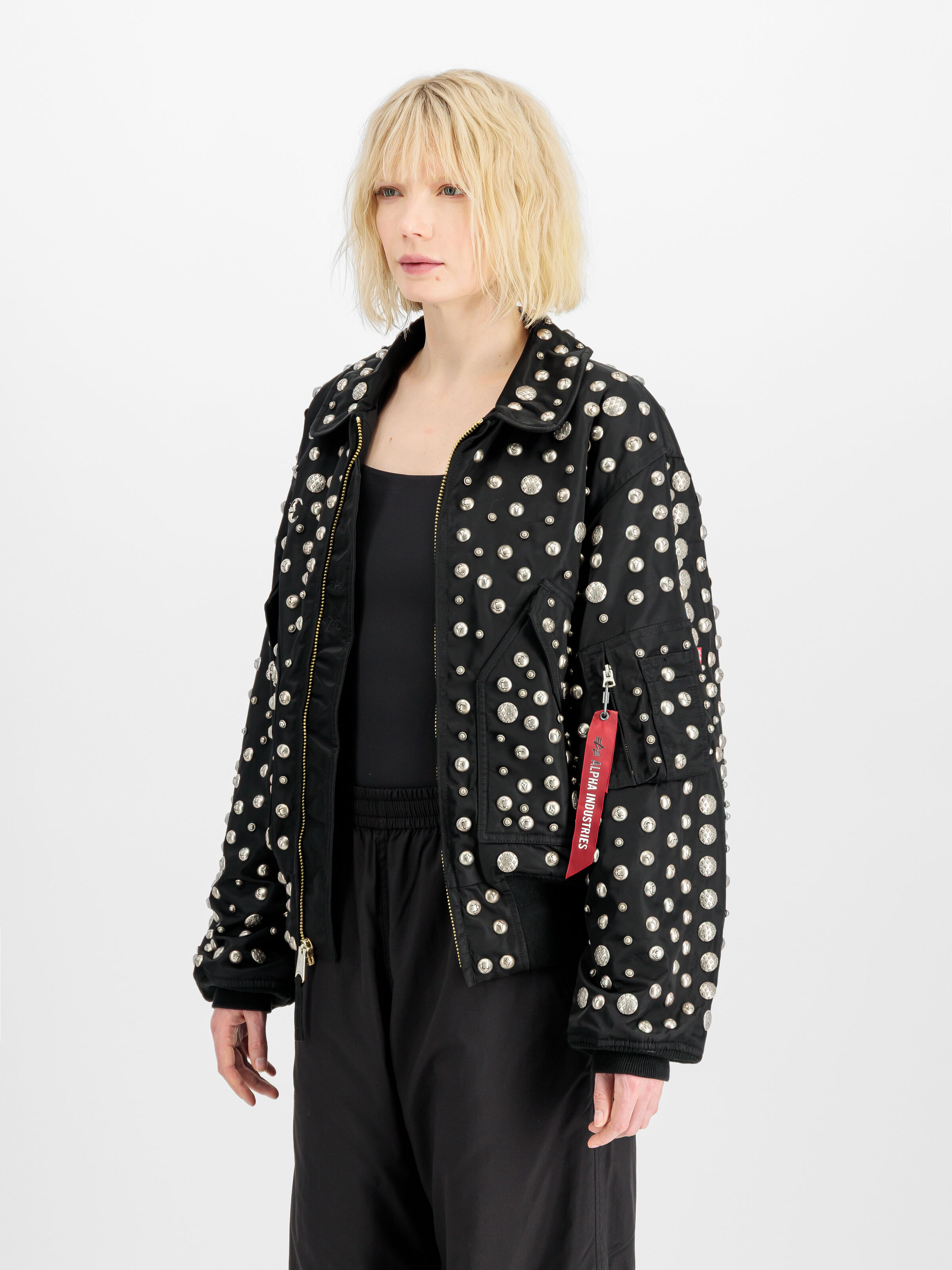 ALPHA x THUG CLUB CWU-45P ALL OVER RIVET Bomber Jacket black 258151_03_2_model_00003_209962