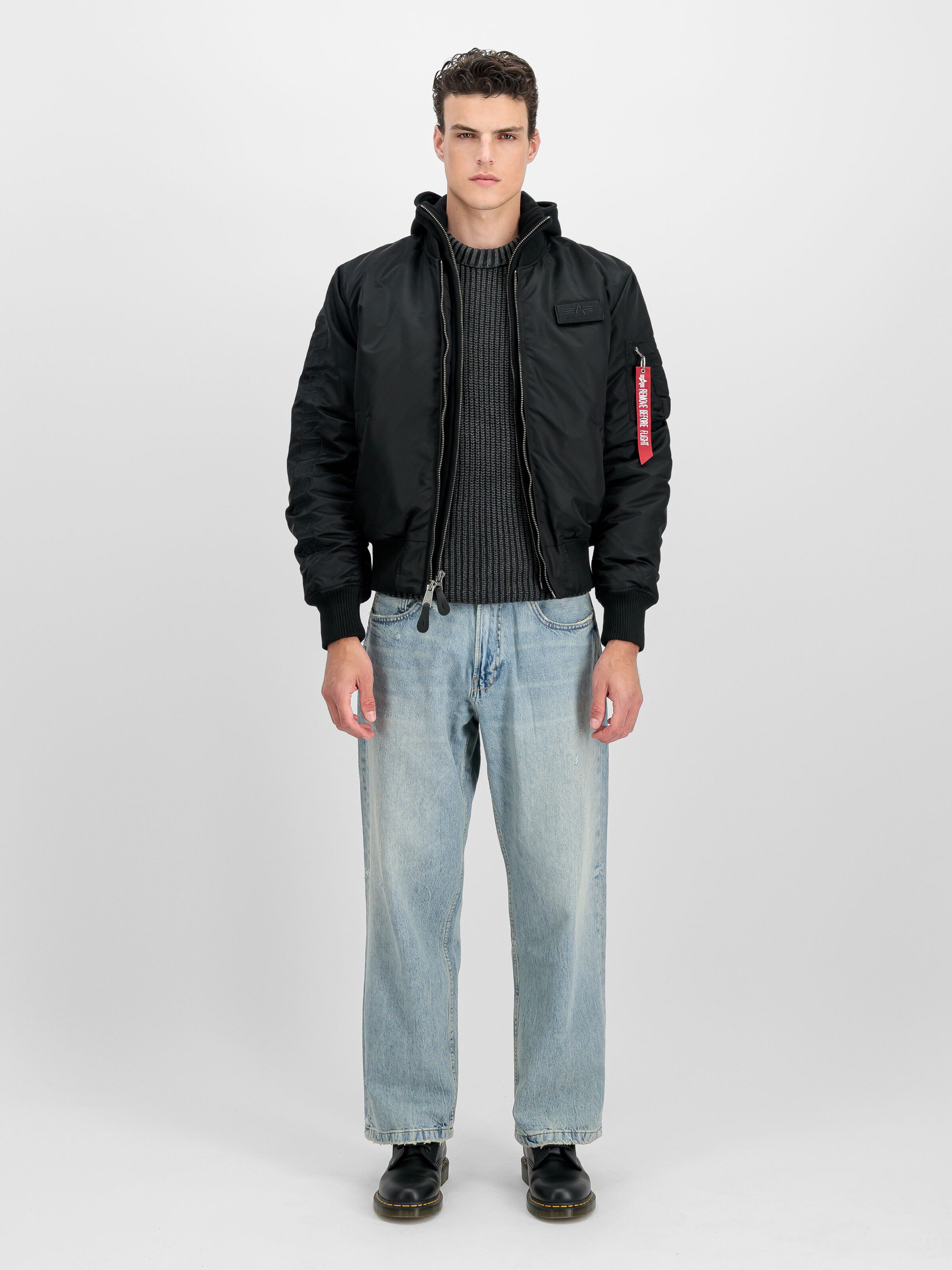 MA-1 D-Tec Sleeve Embroidery Bomber Jacket black/black 133104_515_2_model_00001_192578