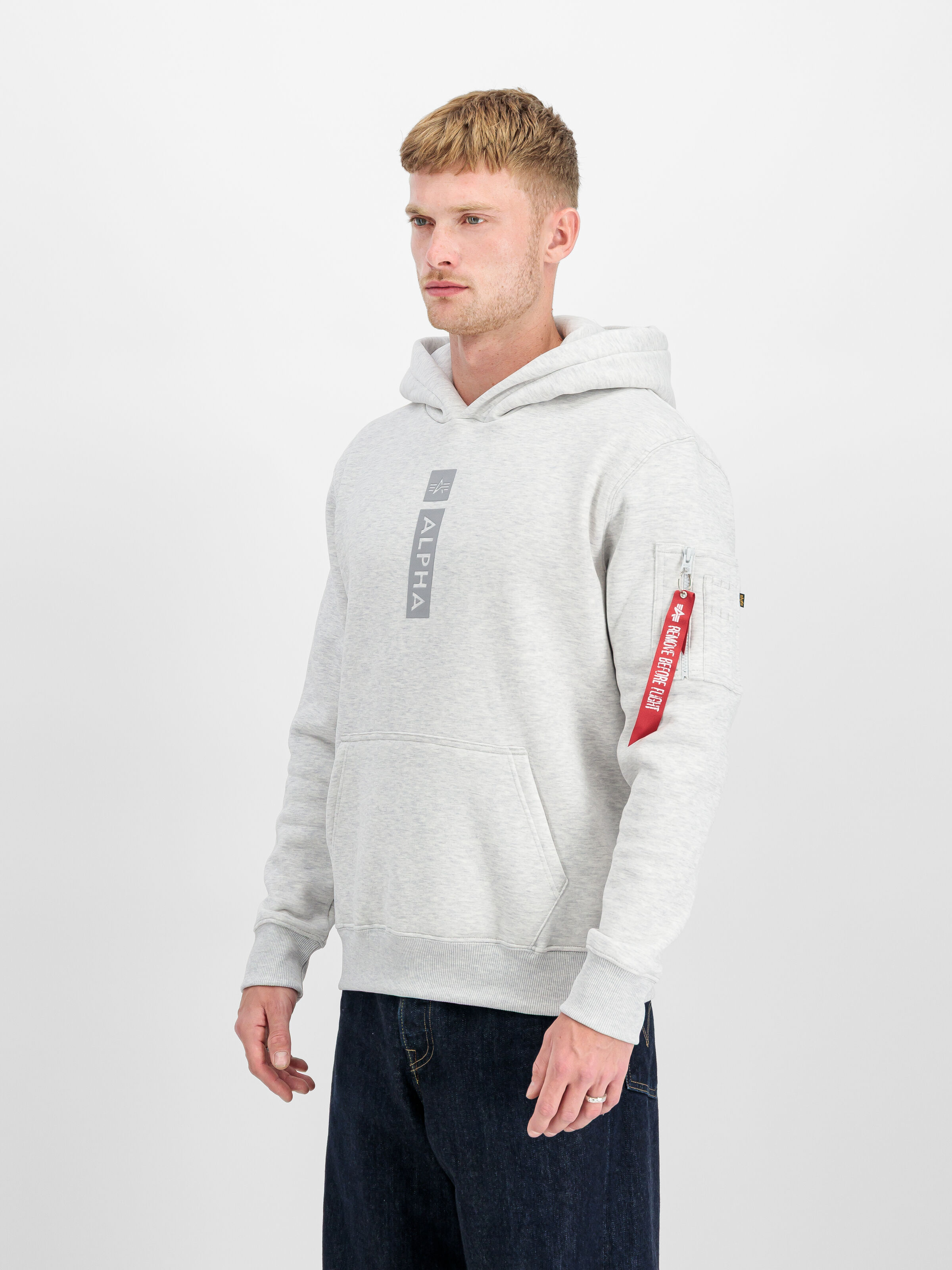 Alpha Puff Print Hoodie pastel grey melange 146338_752_2_model_00002_184680