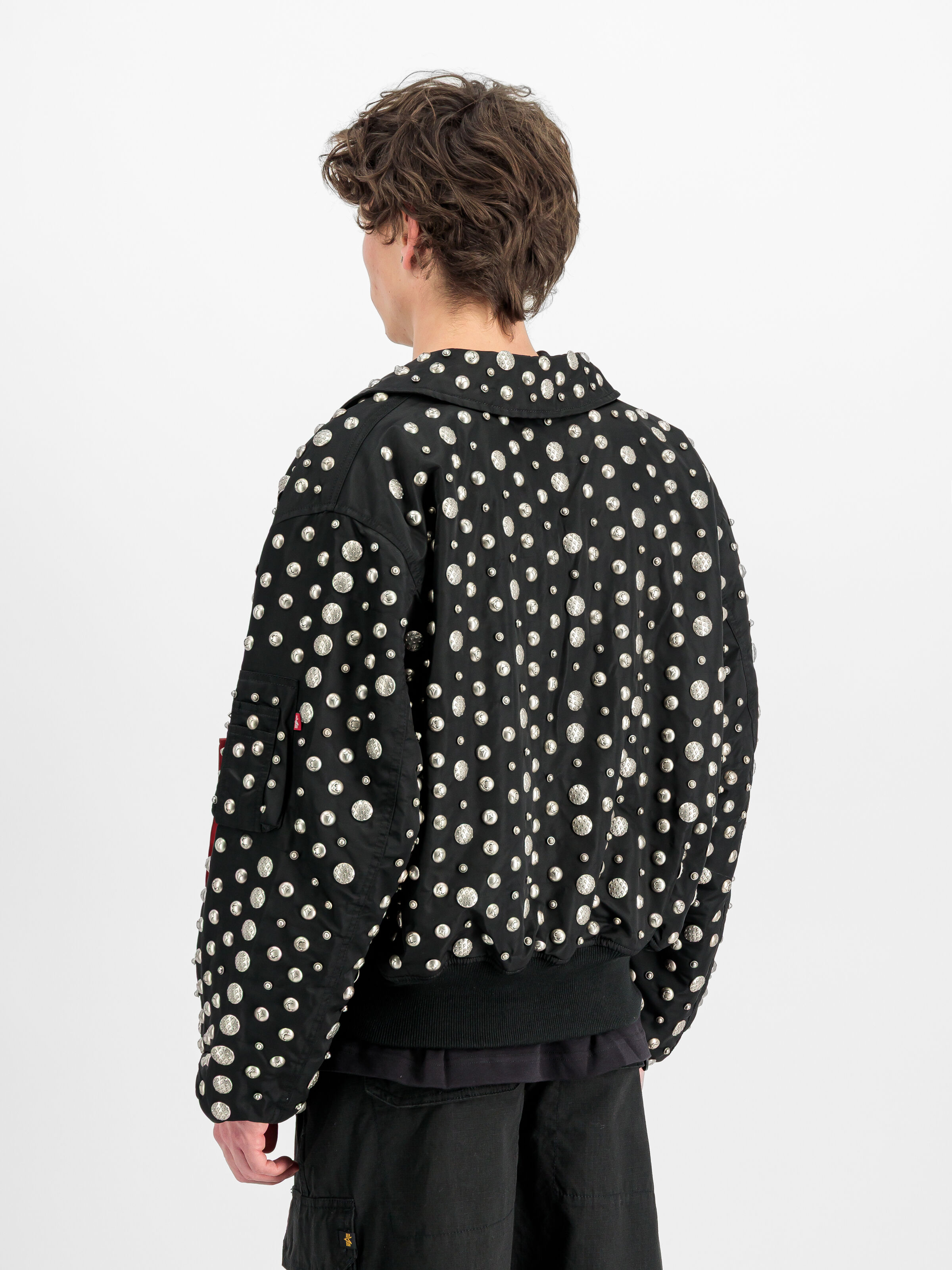 ALPHA x THUG CLUB CWU-45P ALL OVER RIVET Bomber Jacket black 258151_03_2_model_00004_209963