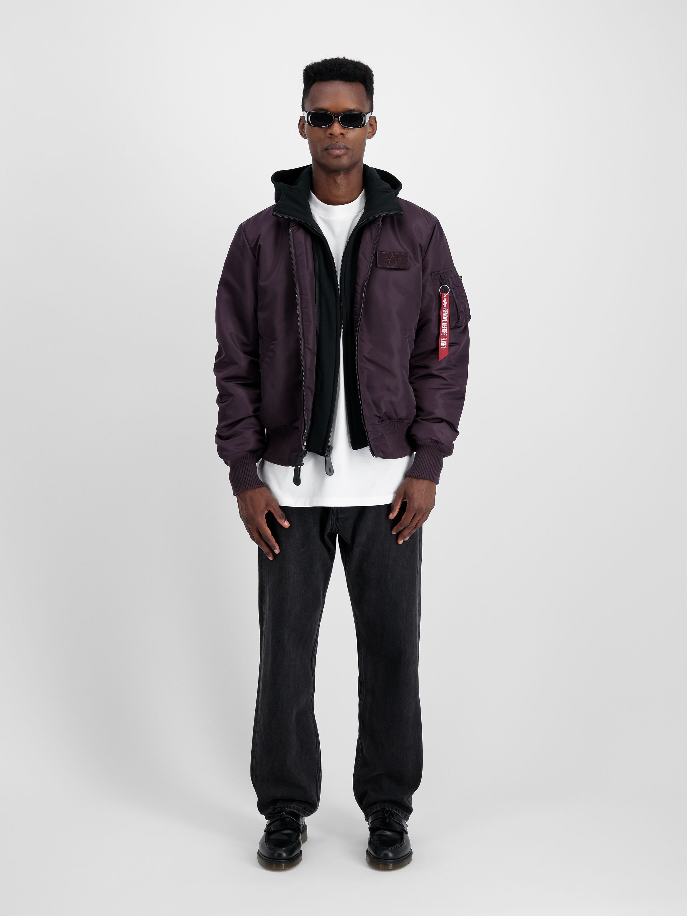 MA-1 D-Tec Hood Bomber Jacket Plum 183110_719_2_model_00001_97438