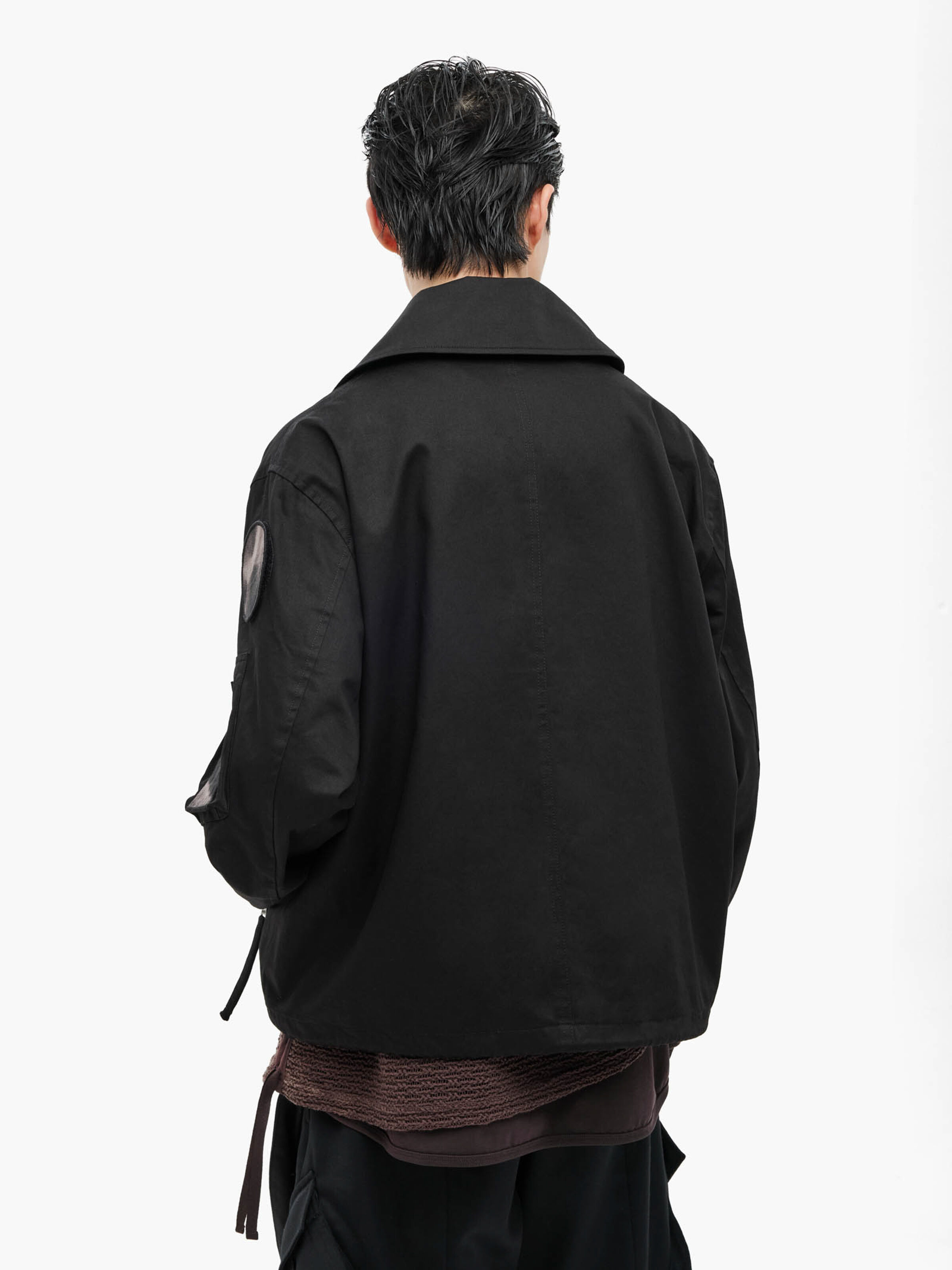ALPHA x JIYONGKIM Sun-Bleached Wide Collar Field Jacket black 266125_03_2_model_00004_225972