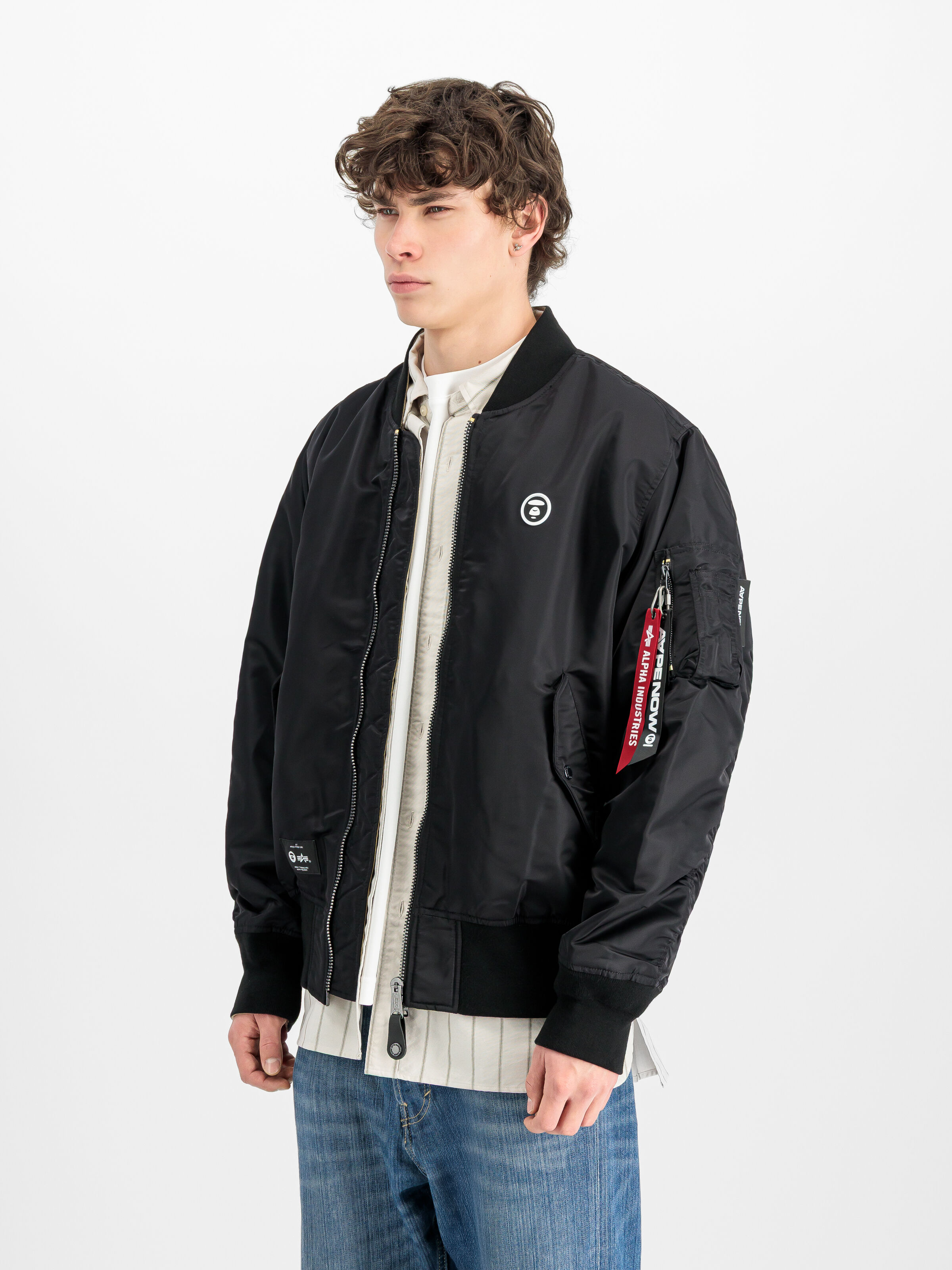 ALPHA x AAPE REVERSIBLE PADDED MA-1 Bomber Jacket black 258162_03_2_model_00002_212793