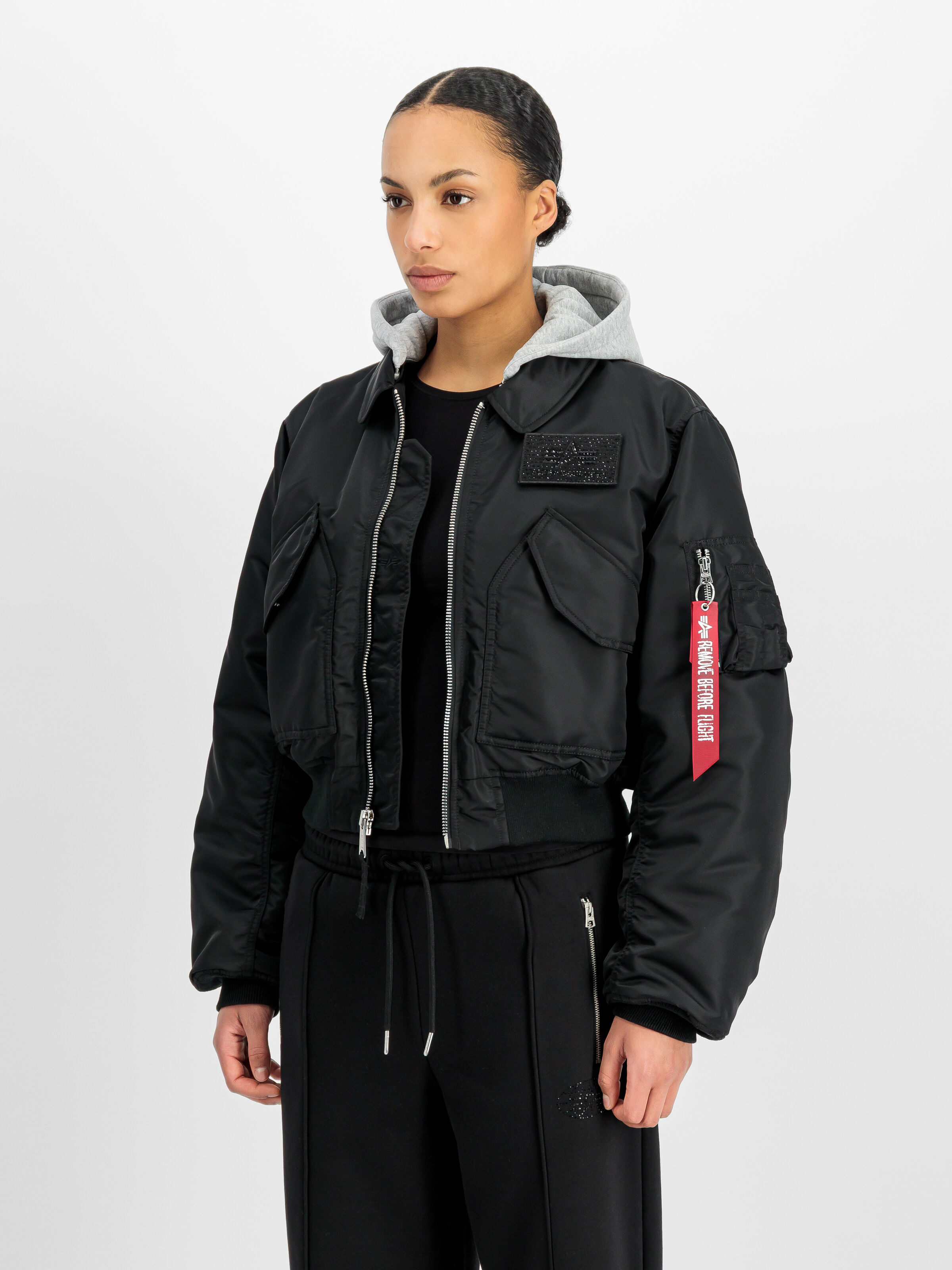 CWU-45/P Hooded Bomber Jacket Women black 268004_03_2_model_00002_229991