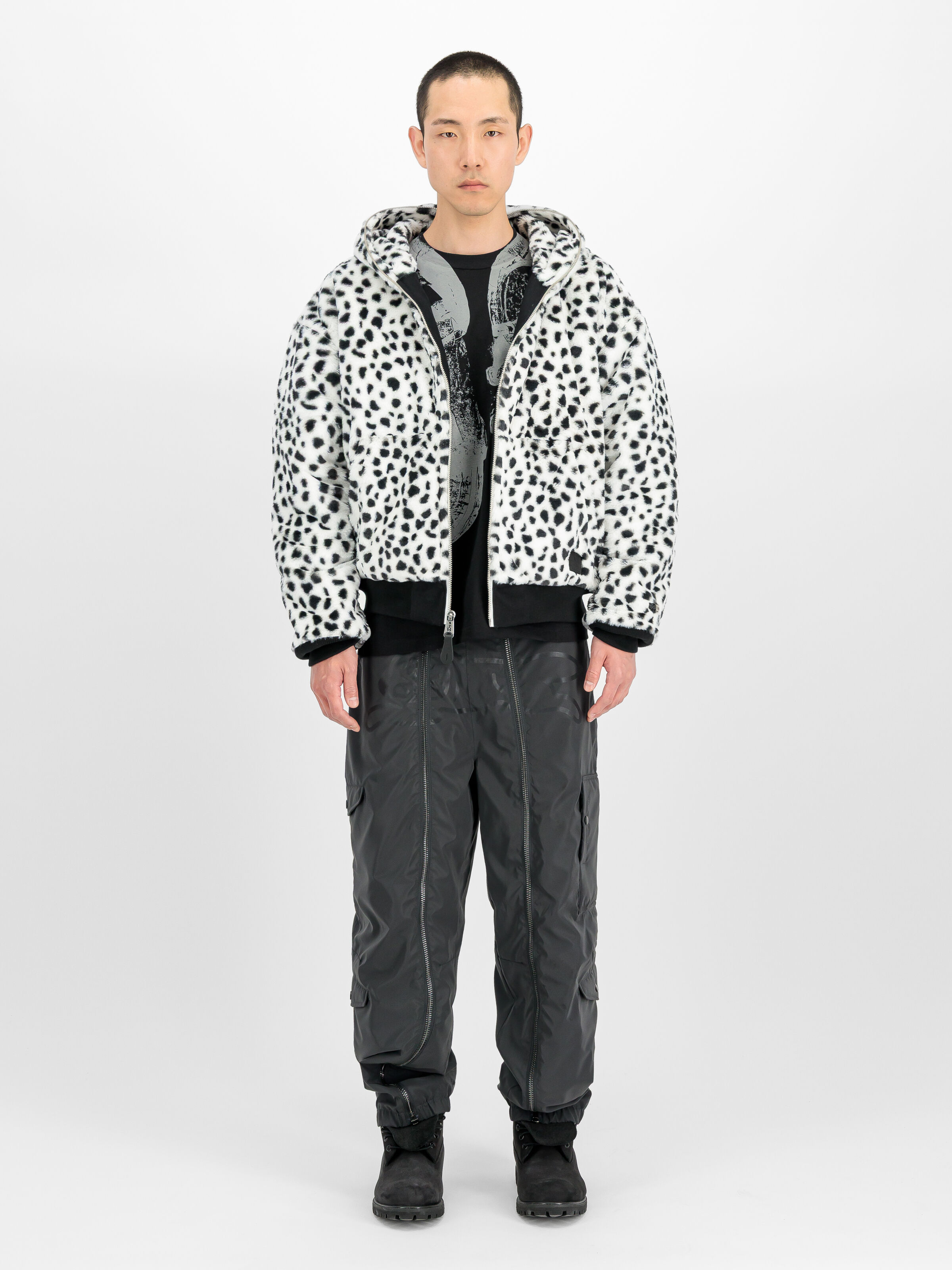 ALPHA x ICE CREAM Faux Fur Full-Zip Hoodie black/white 268370_95_2_model_00001_244817