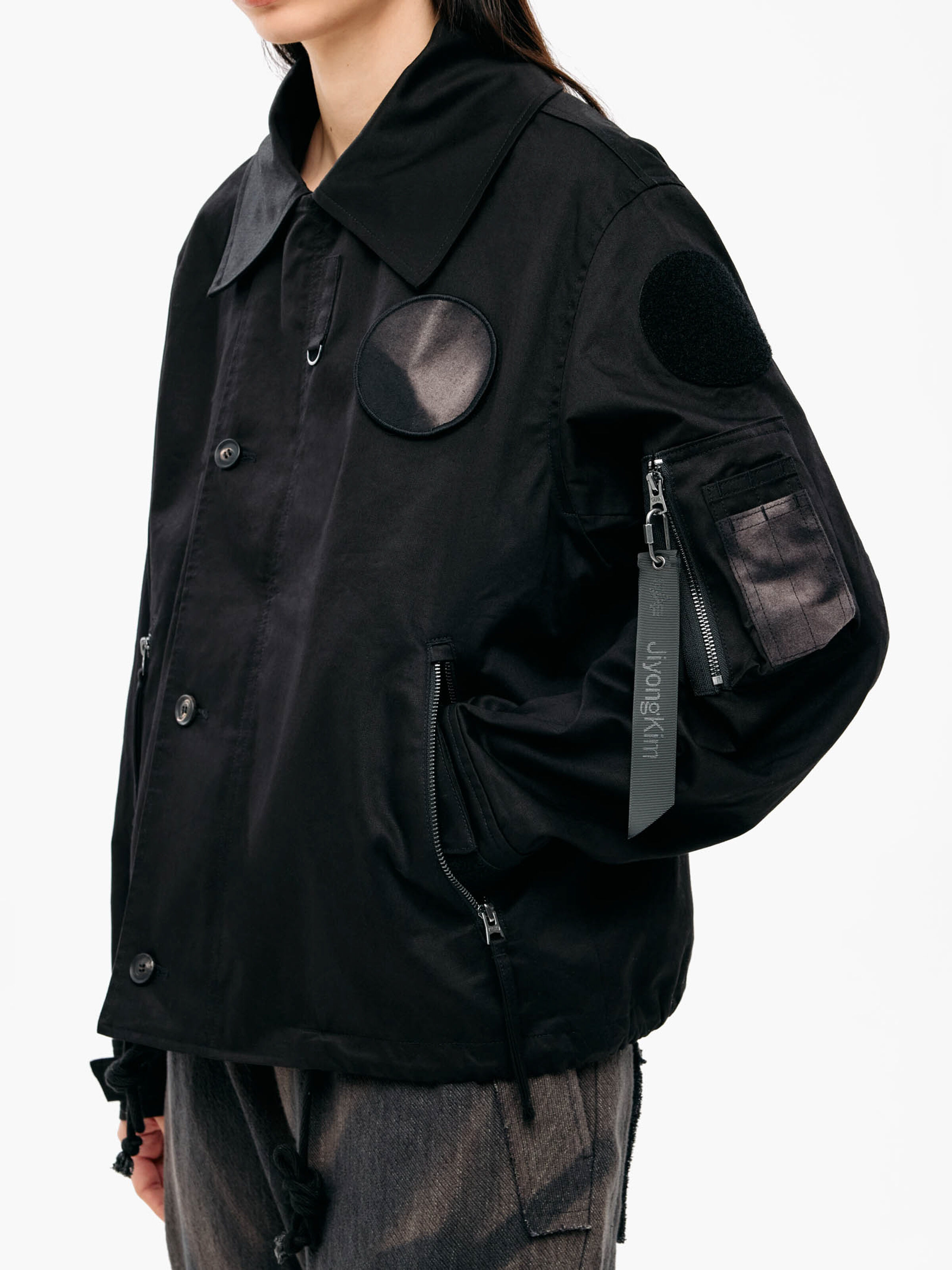 ALPHA x JIYONGKIM Sun-Bleached Wide Collar Field Jacket black 266125_03_3_detail_00001_225973