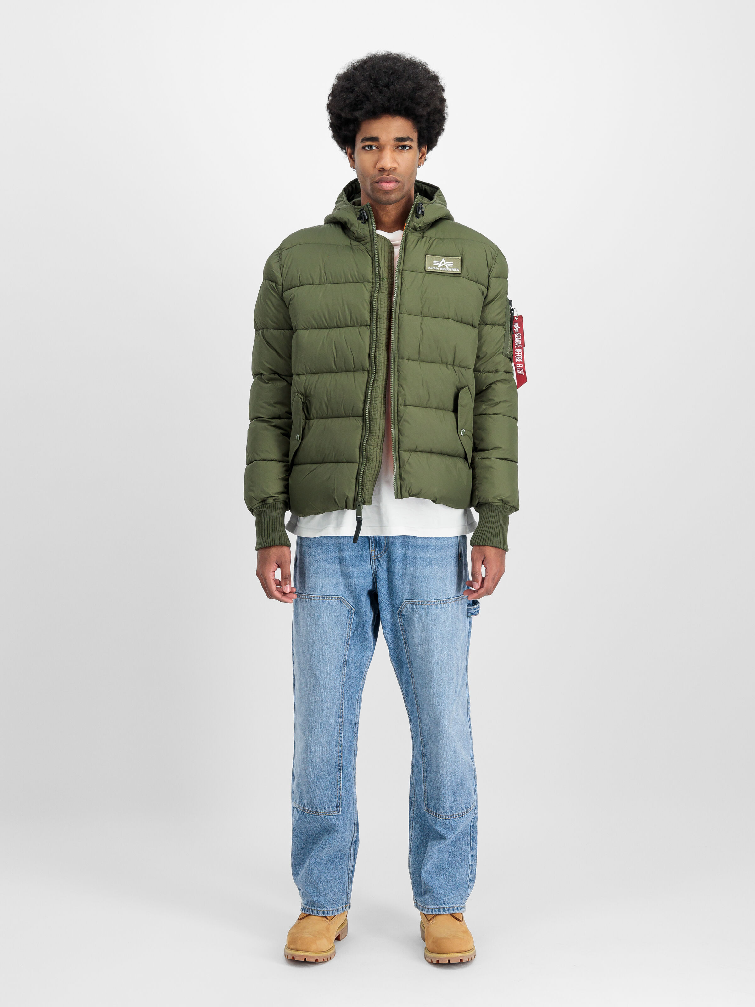Hooded Puffer Alpha Faux Down Winter Jacket dark green 118113_257_2_model_00001_130633