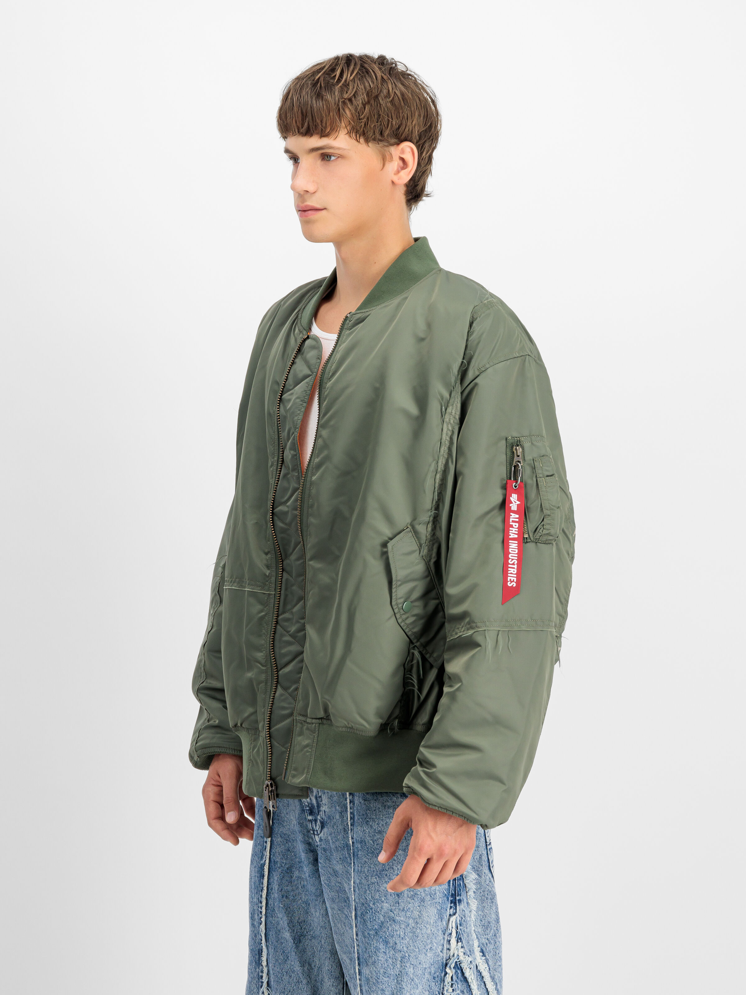 ALPHA X MASTERMIND PATCHWORK MA-1 Bomber Jacket olive 148155_11_2_model_00003_104046