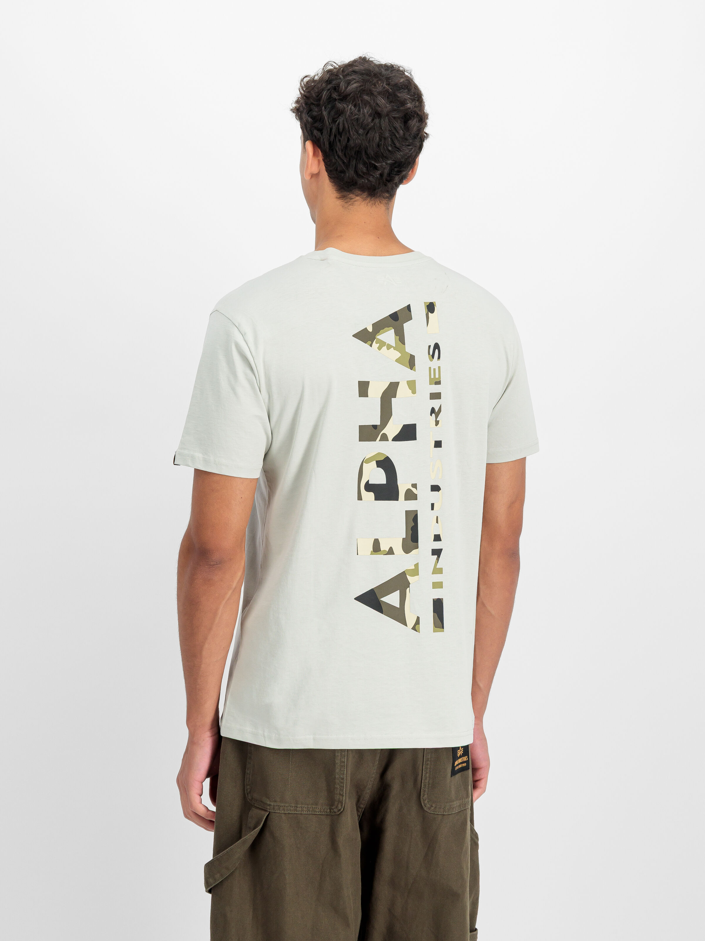 Backprint Camo Print T-Shirt stone 128507CP_10_2_model_00003_196798