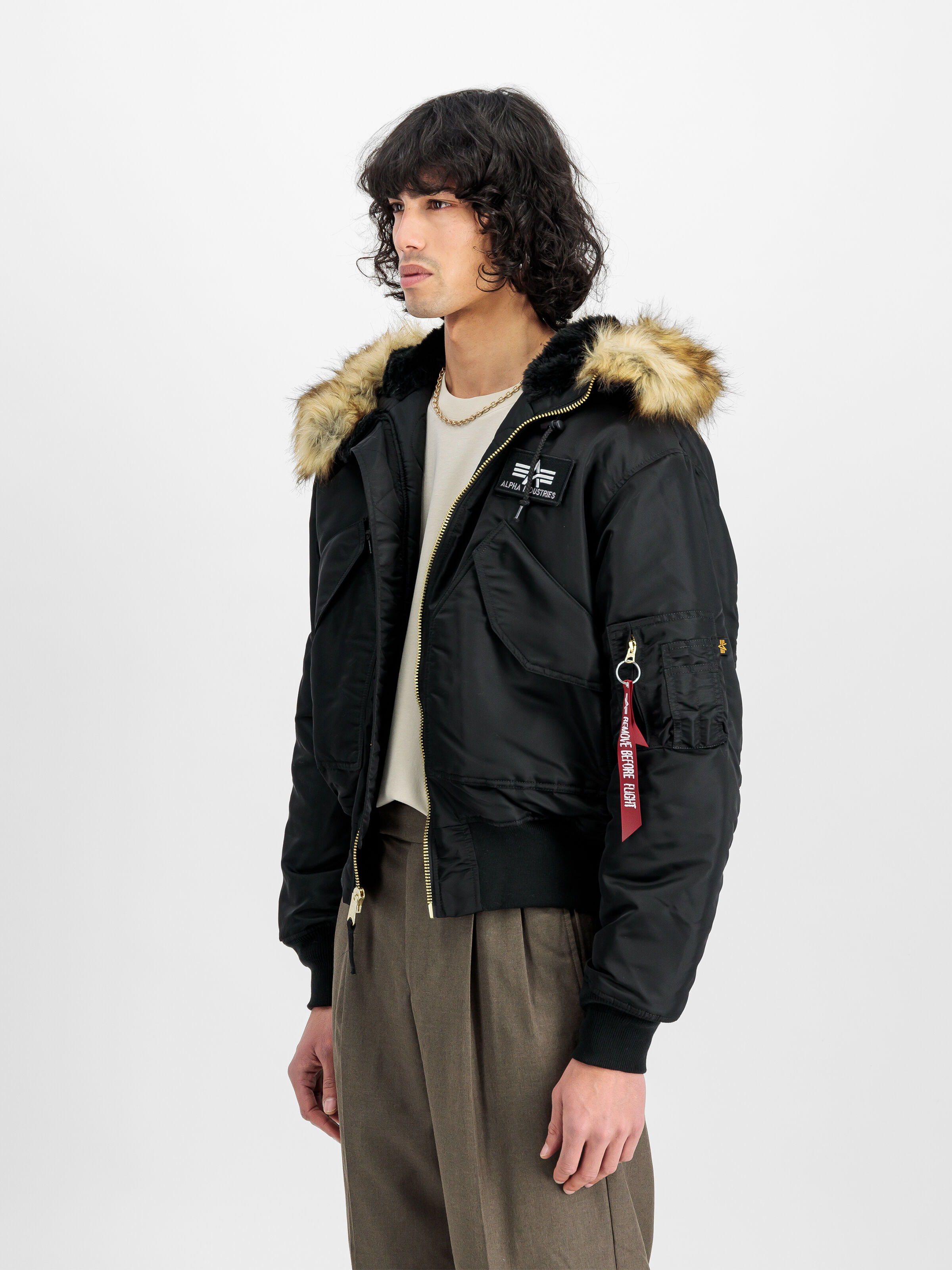 45/P Hooded Bomber Jacket black 144103_03_2_model_00003_128888