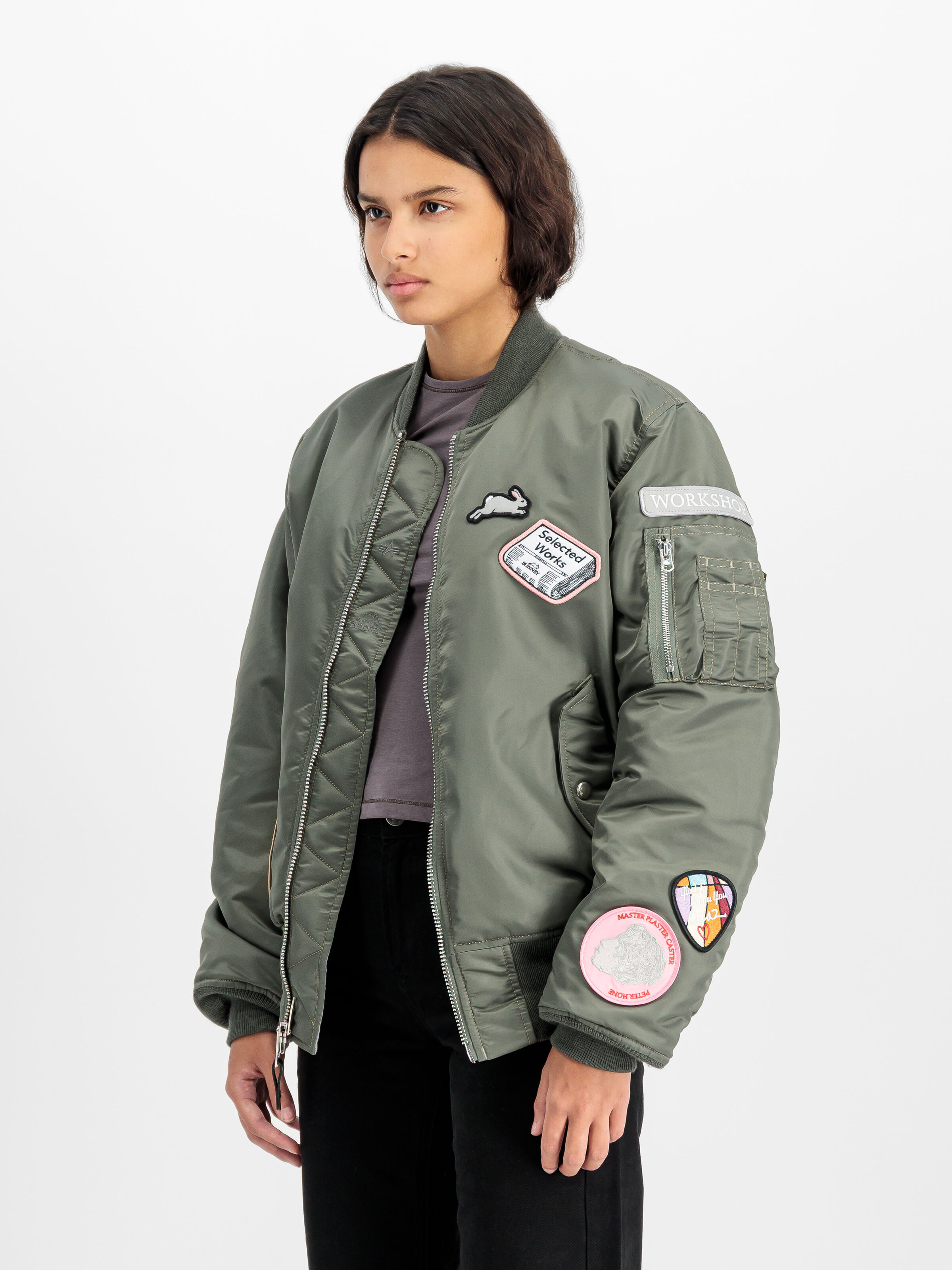 ALPHA x BUNNEY MA-1 Bomber Jacket vintage green 148149_432_2_model_00006_223625