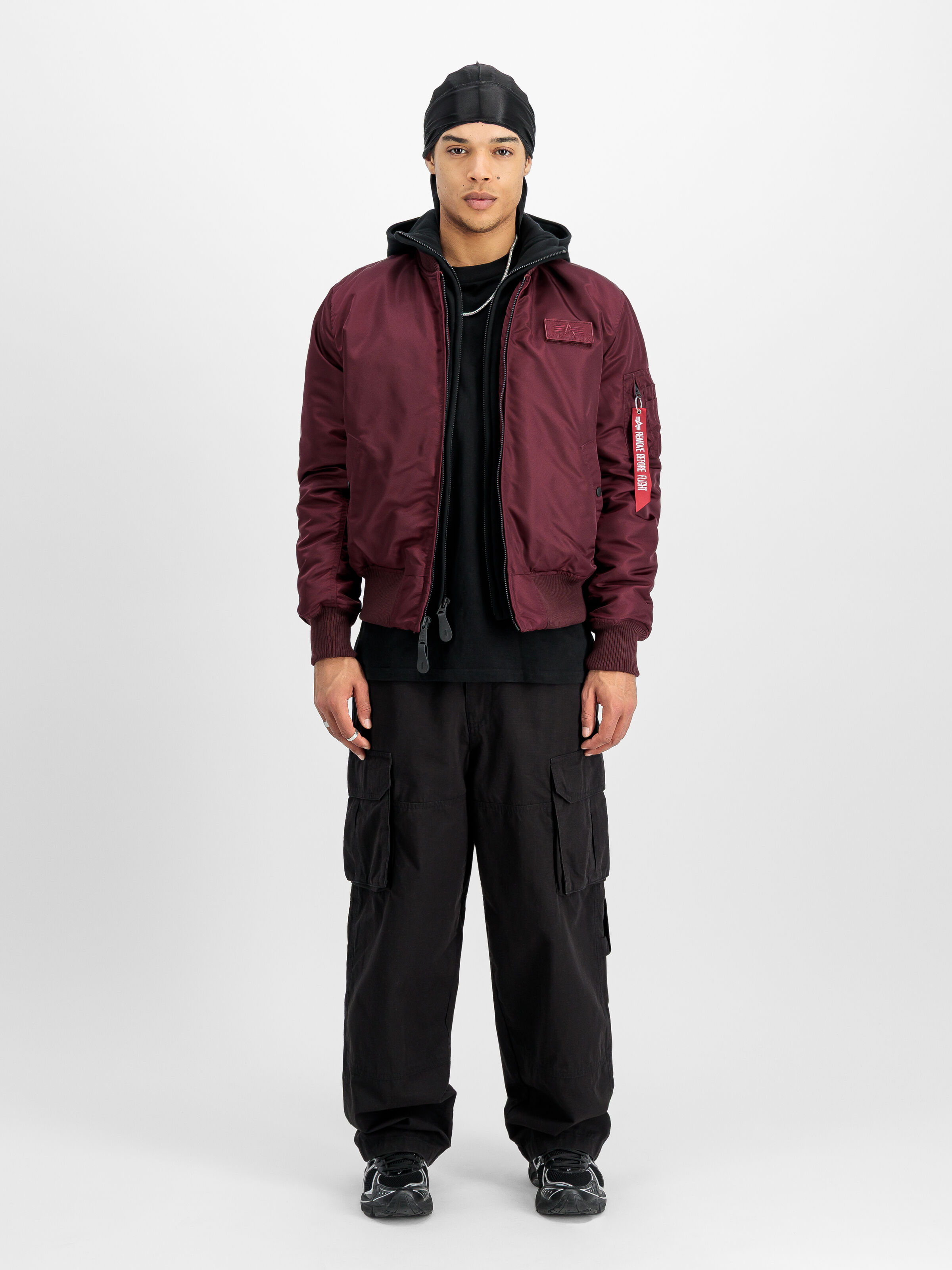MA-1 D-Tec Hood Bomber Jacket dark cherry 183110_608_2_model_00001_166520