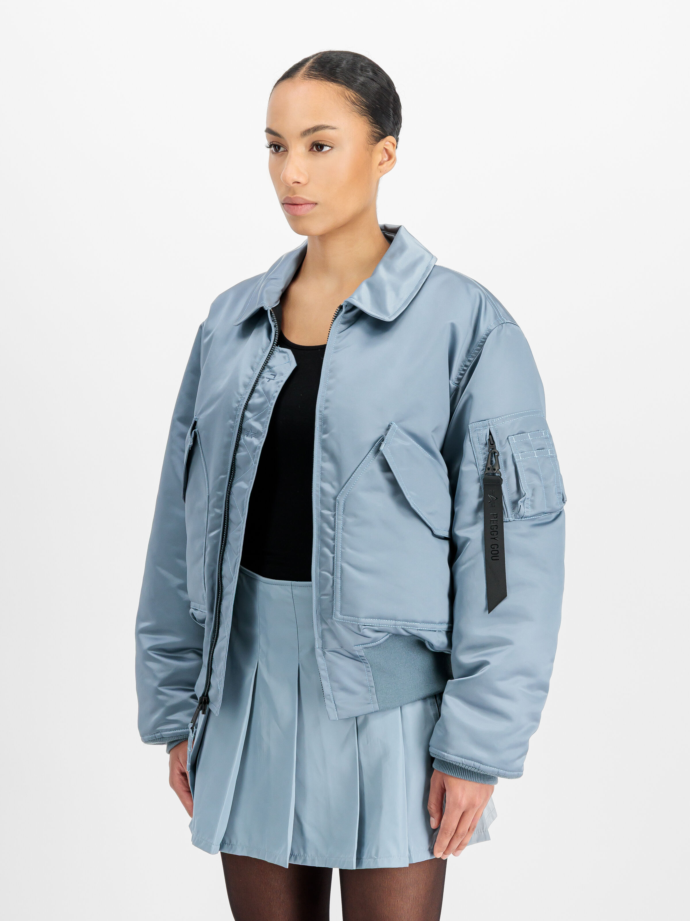 ALPHA x PEGGY GOU CWU-45 Bomber Jacket greyblue 258000_134_2_model_00002_202267