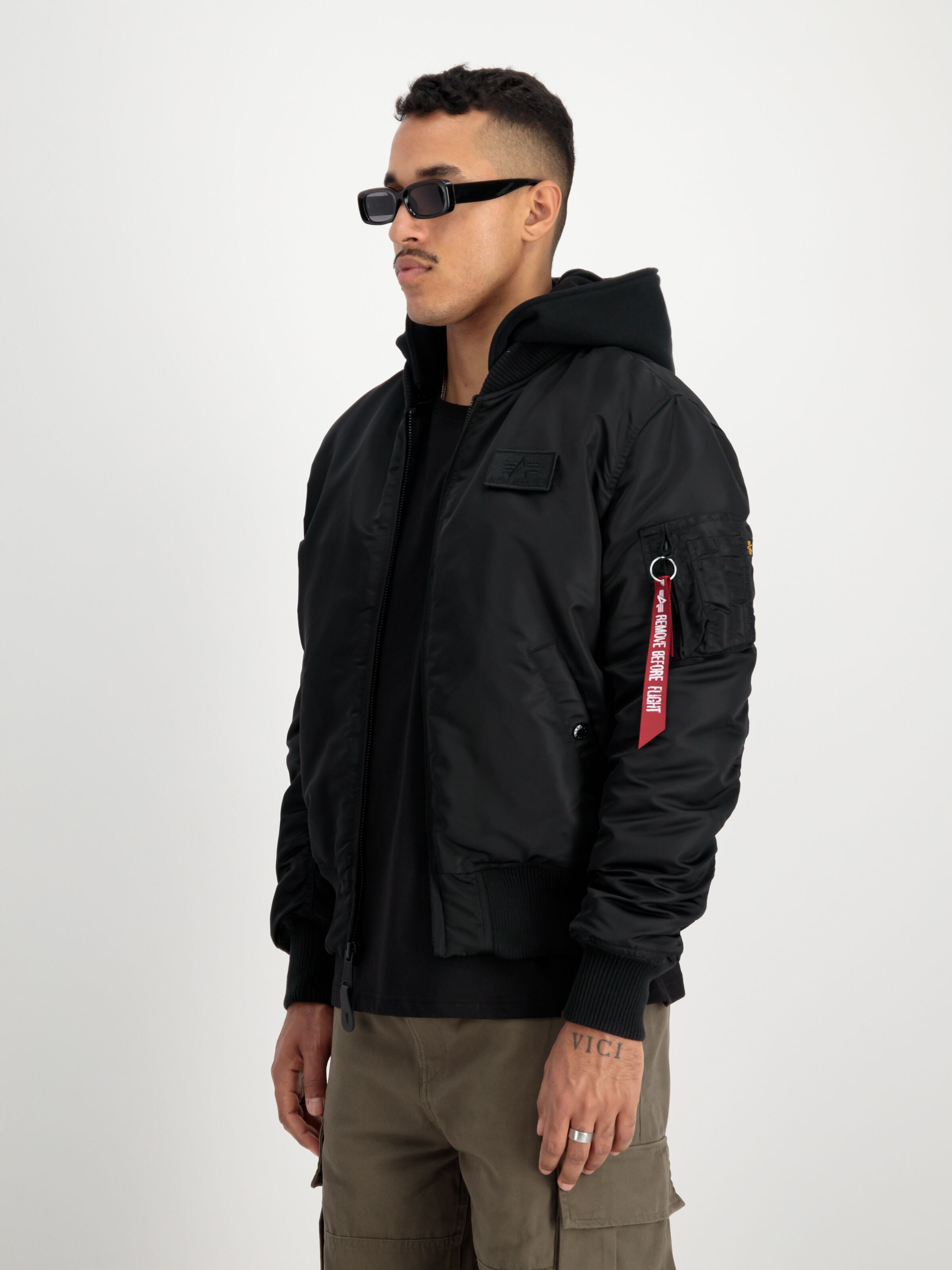 MA-1 Zip Hood Back Print Bomber Jacket black/rainbow reflective 128113_637_2_model_00003_129579