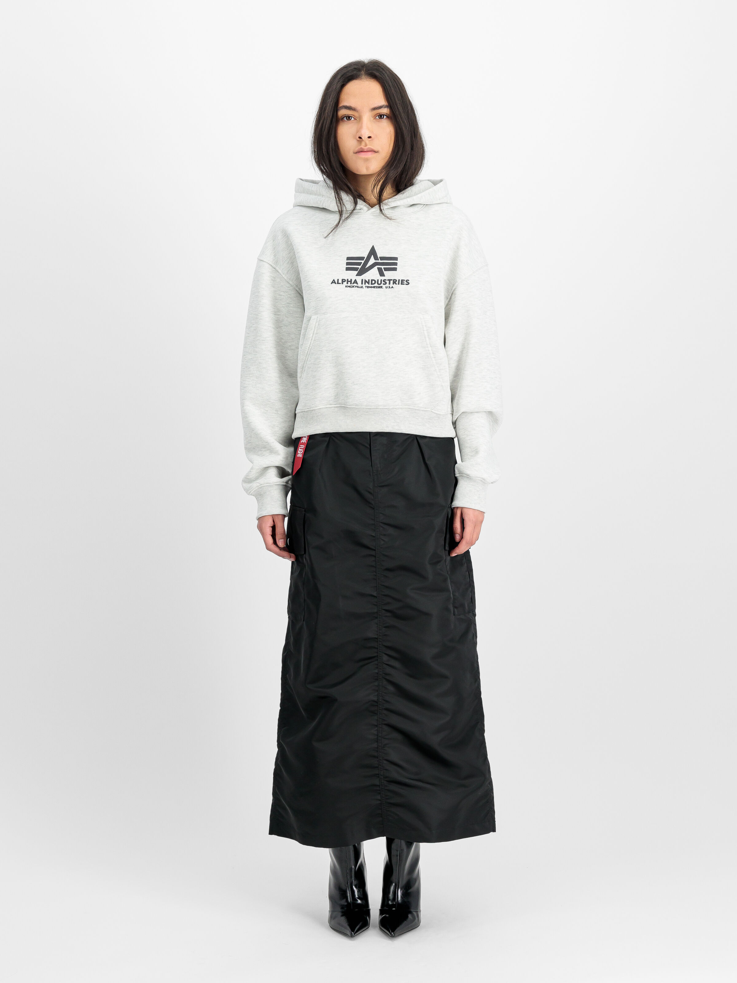 Basic Big Logo Puff Print Hoodie Women pastel grey melange 258040_752_2_model_00001_165928