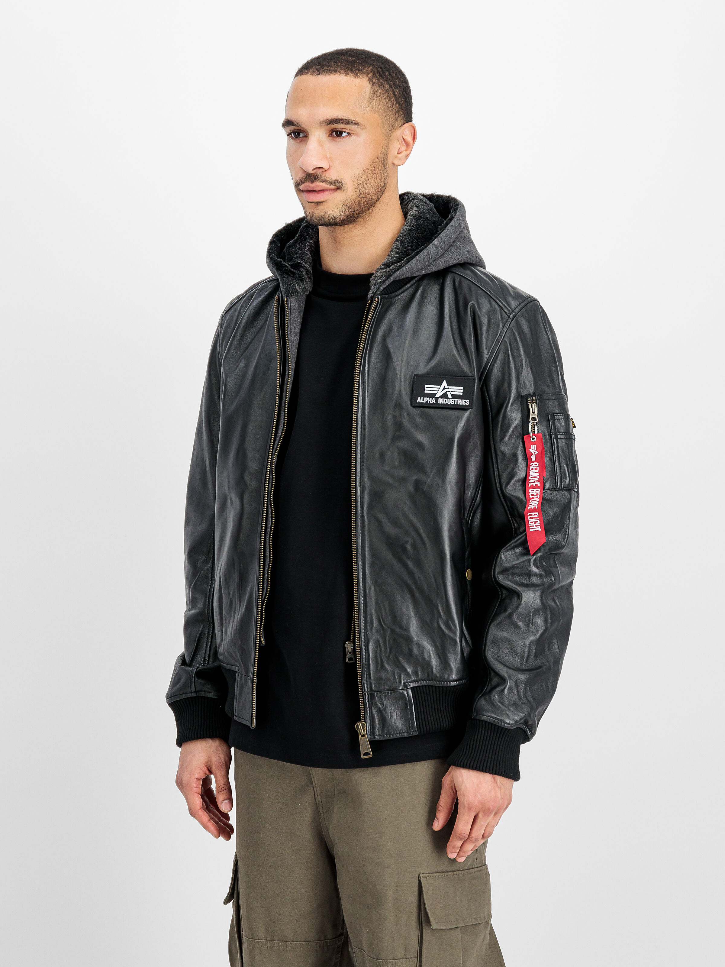 MA-1 D-Tec Leather Bomber Jacket black 193129_03_2_model_00003_125402