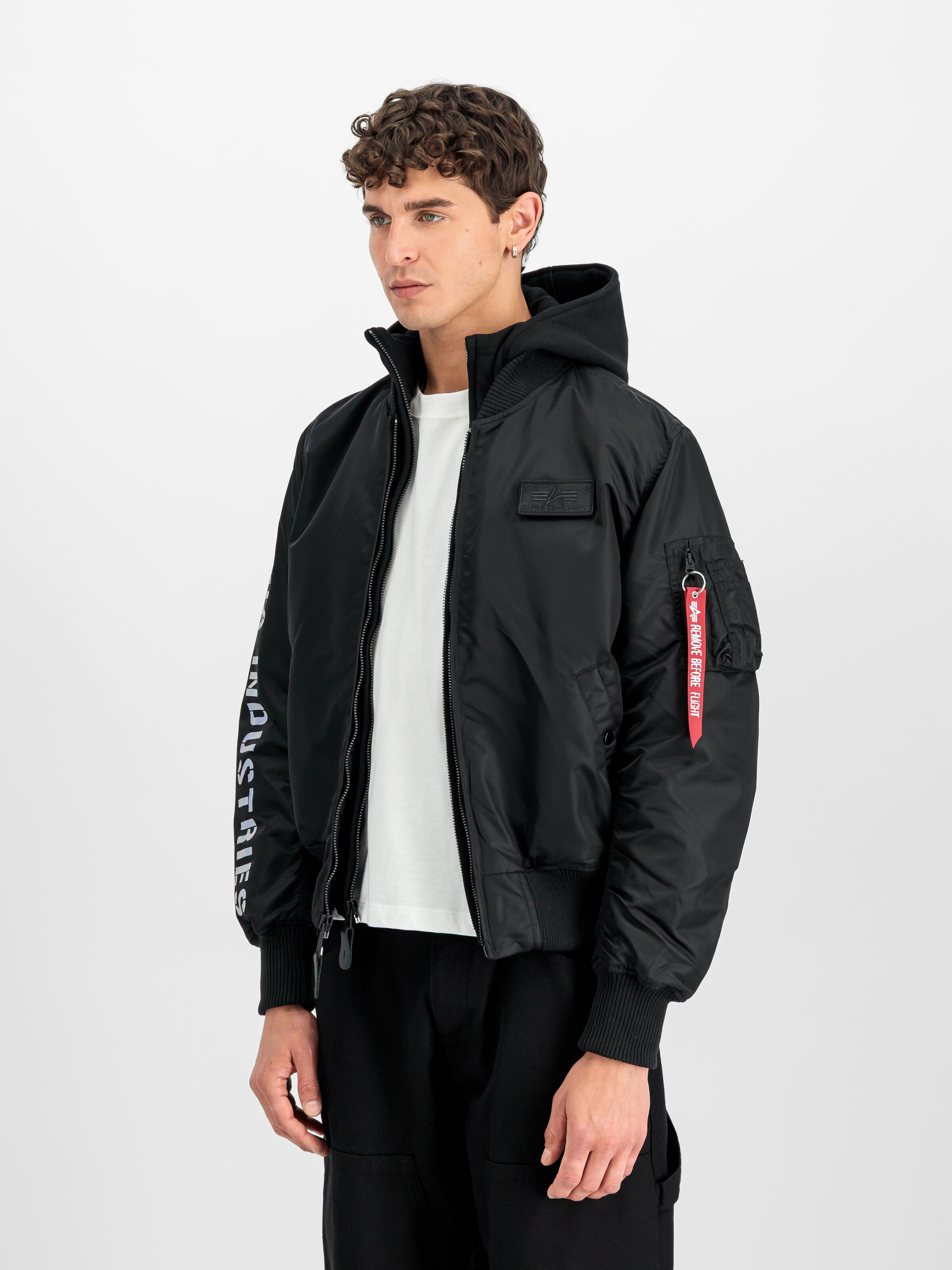 MA-1 D-Tec Sleeve Embroidery Bomber Jacket black/reflective 133104_285_2_model_00002_190159
