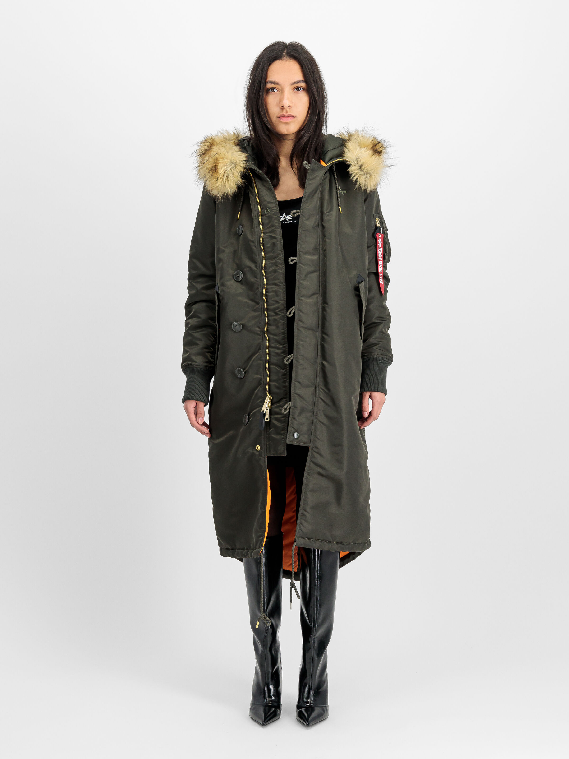 Long Fishtail Field Jacket Women black olive 198013_413_2_model_00001_167050
