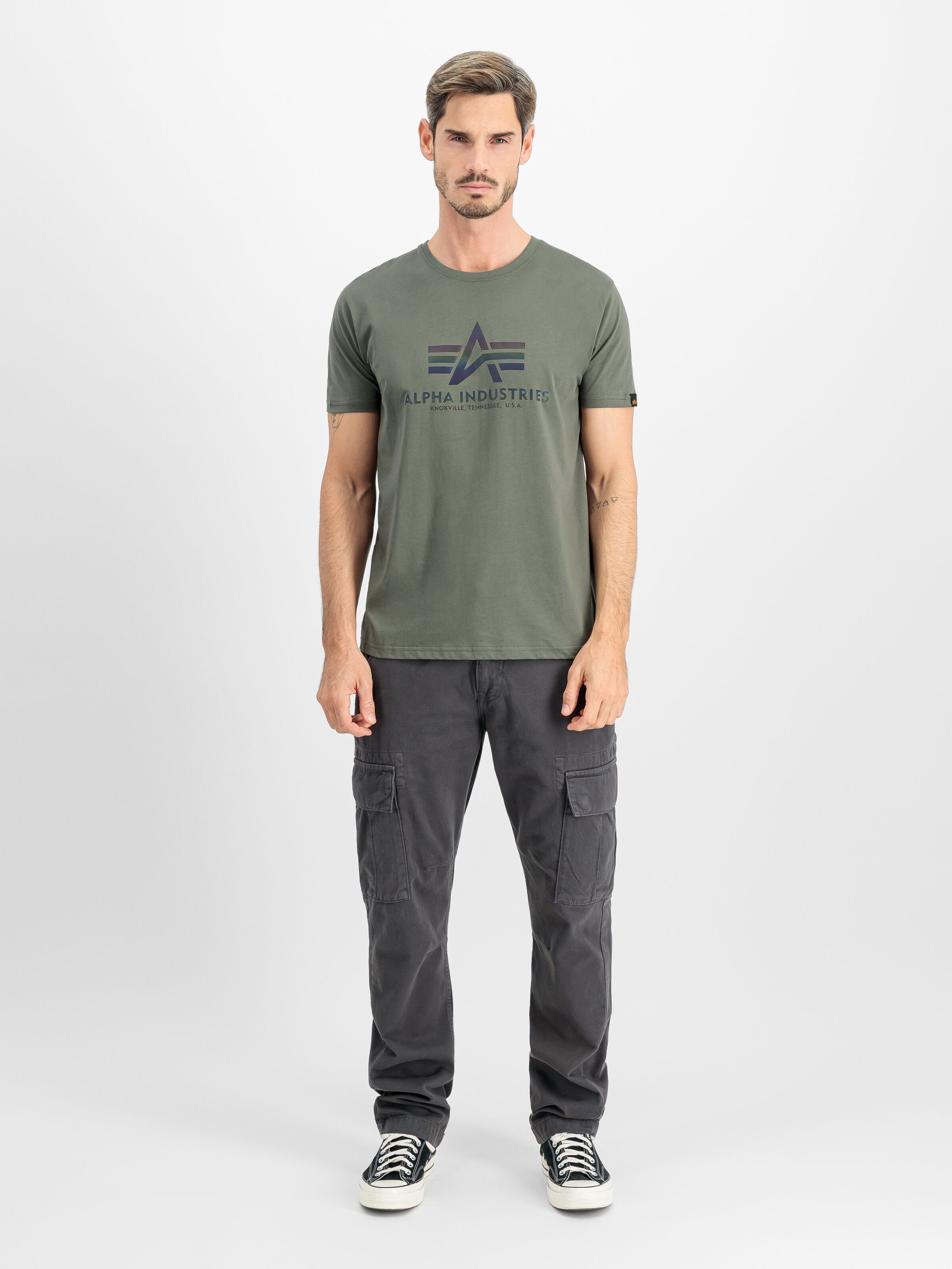 Basic Big Logo Rainbow Reflective T-Shirt vintage green 100501RR_432_2_model_00001_214562