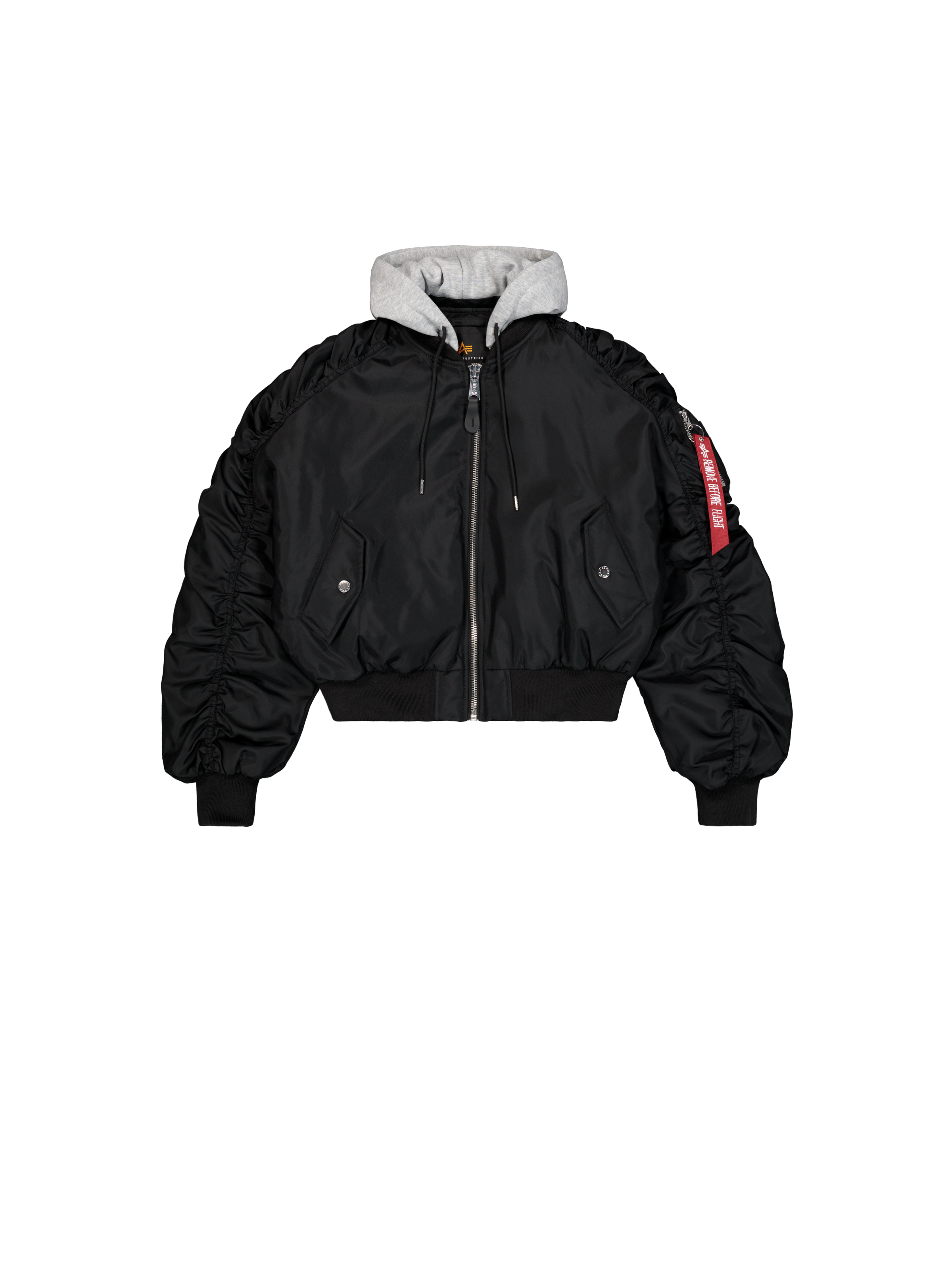 Short Hooded Light Bomber Jacket Women black 266000_03_1_flatlay_00001_178703.png