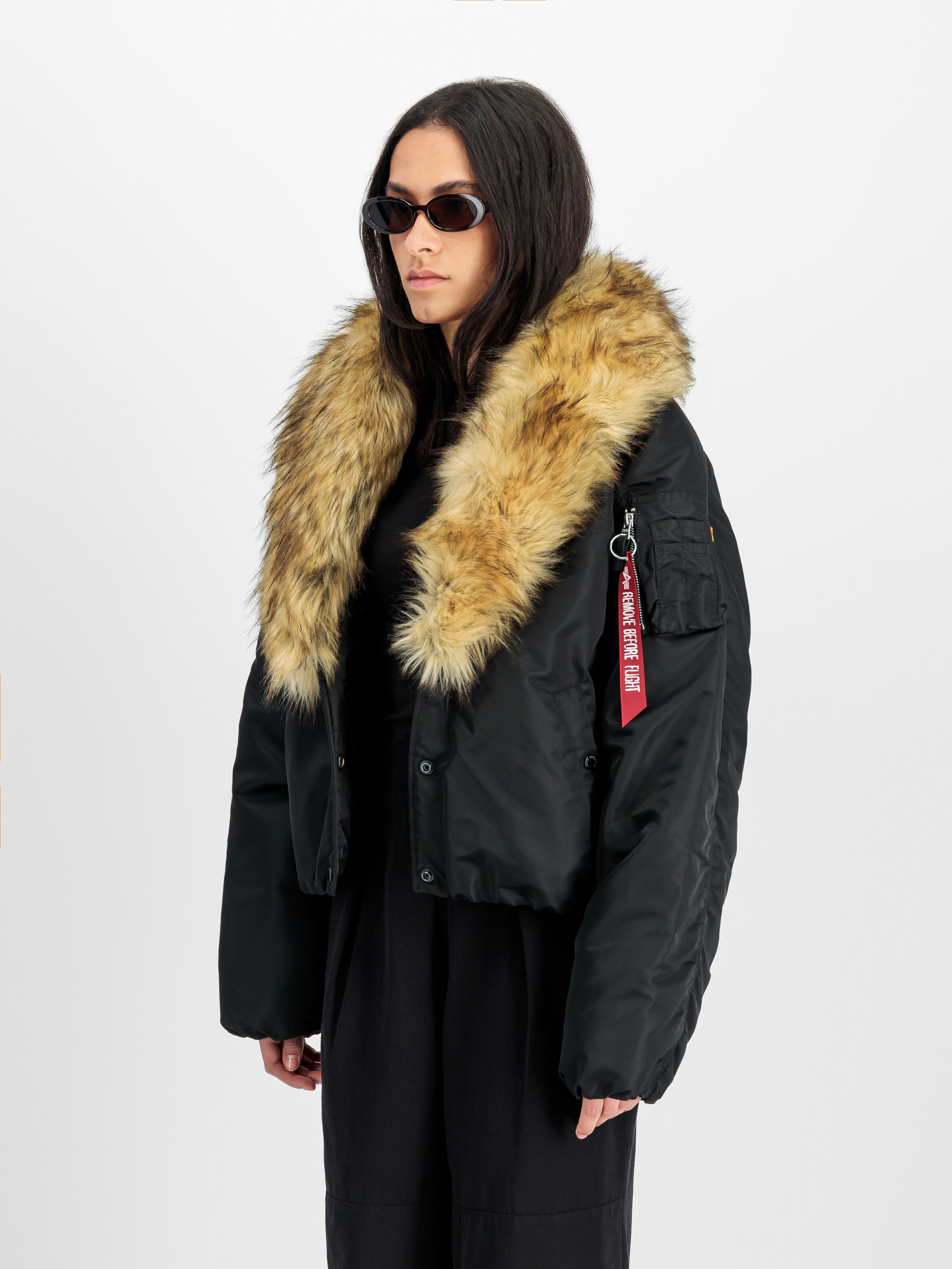 MOD Fur Bomber Jacket Women black 258009_03_2_model_00002_165067