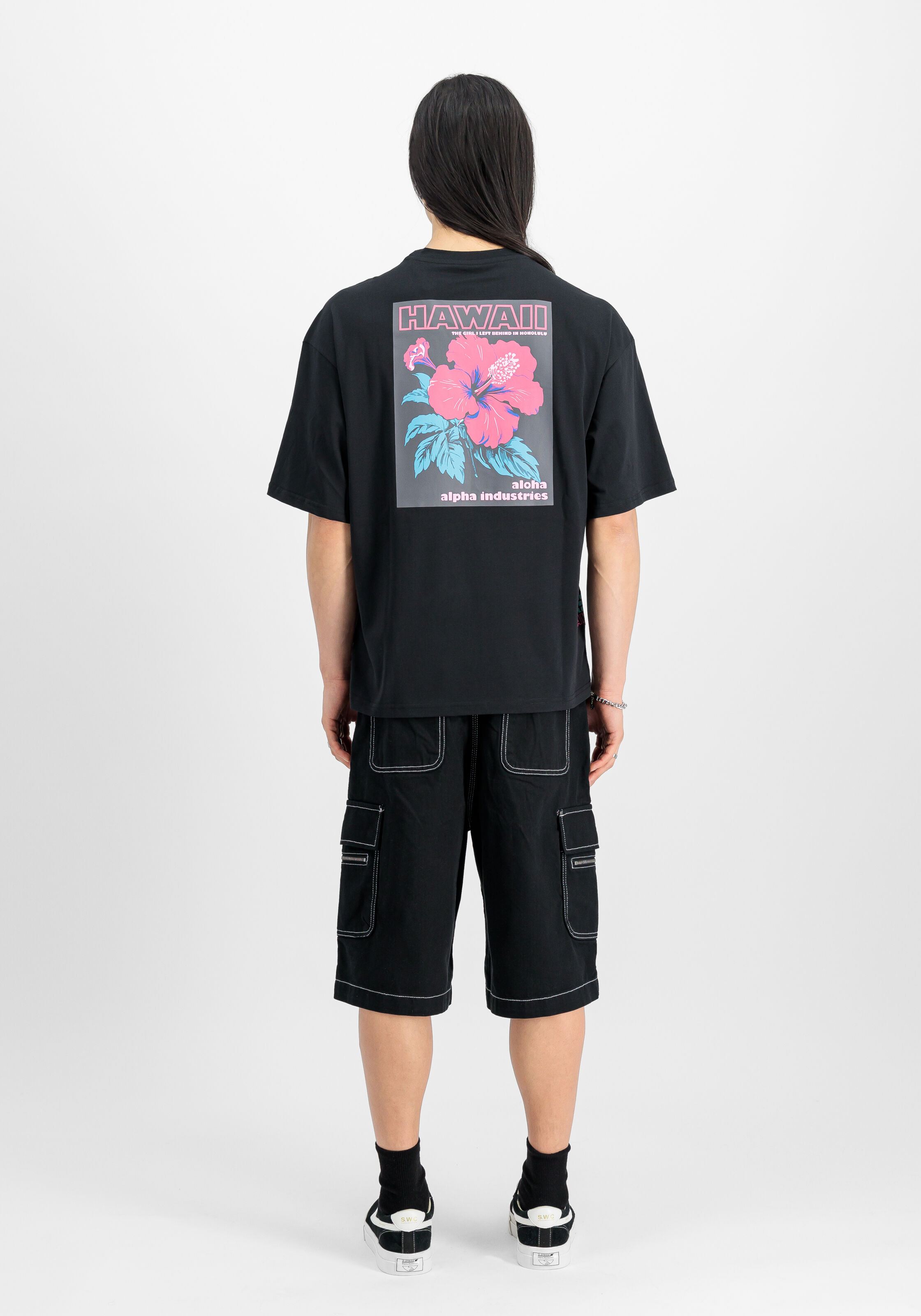 Aloha Flower Backprint T-Shirt black 156523_03_2_model_00002_147387