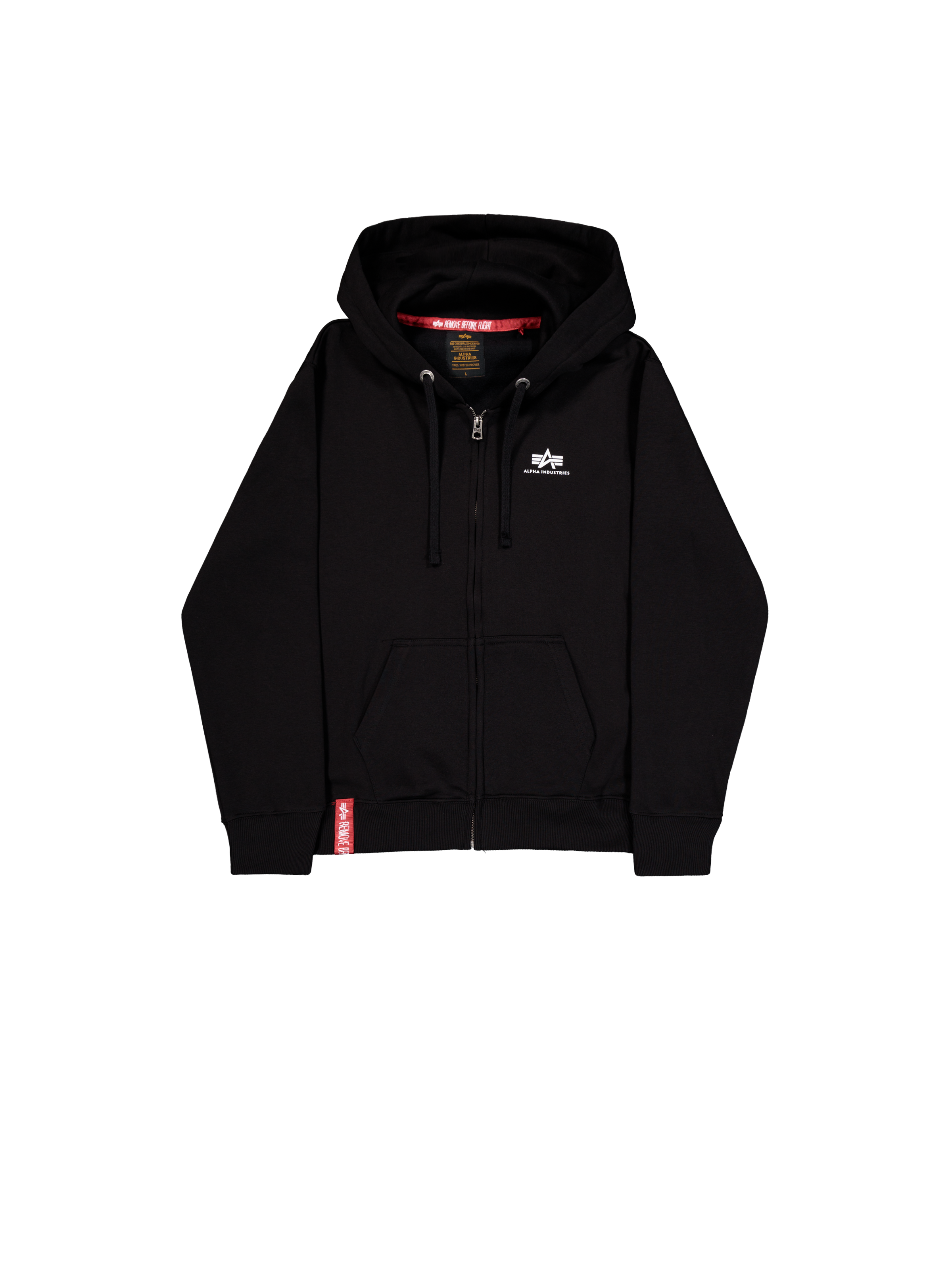 Basic Small Logo Zip Hoodie black
