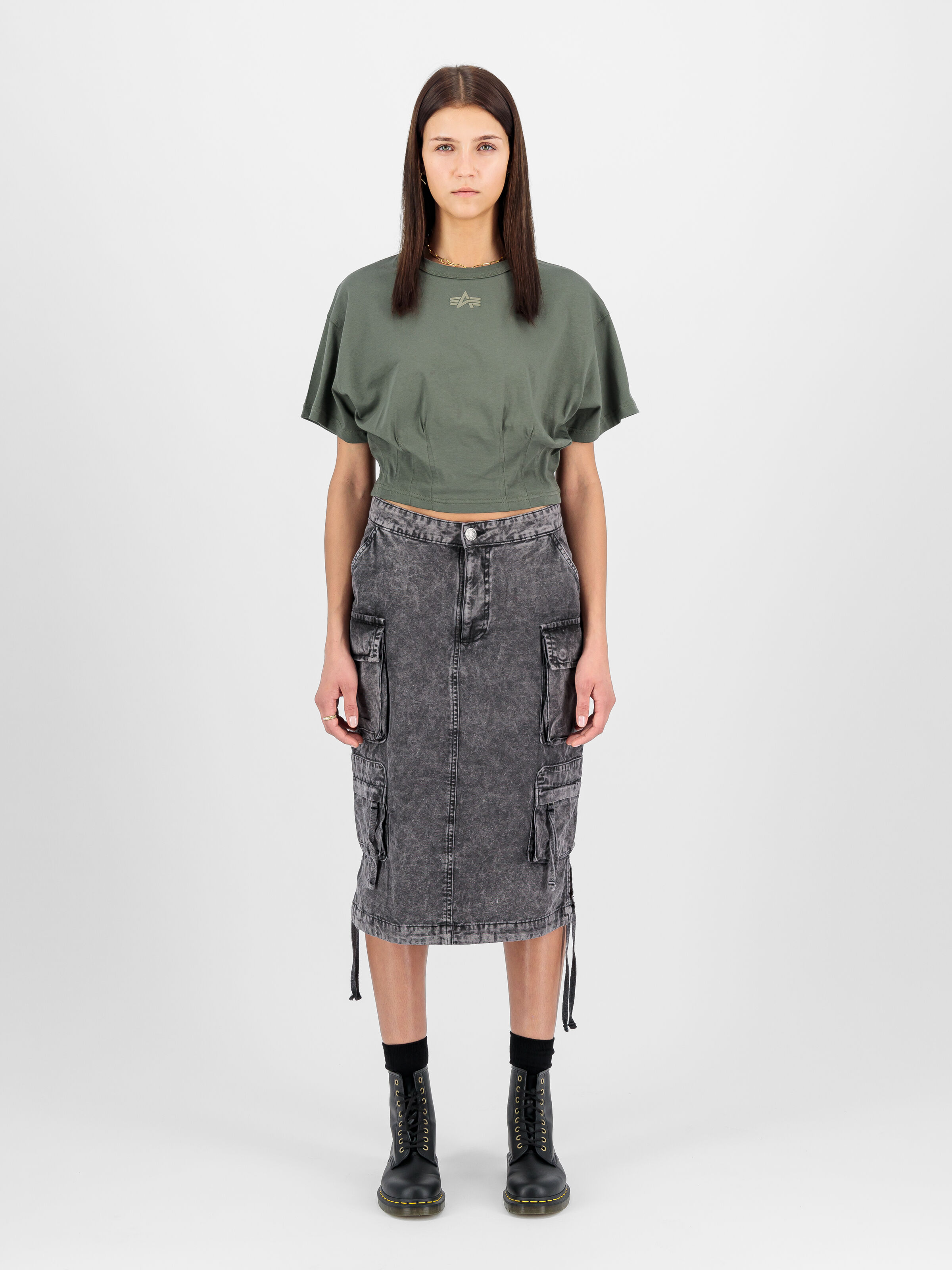 Waisted T-Shirt Women dark olive 148070_142_2_model_00001_103675
