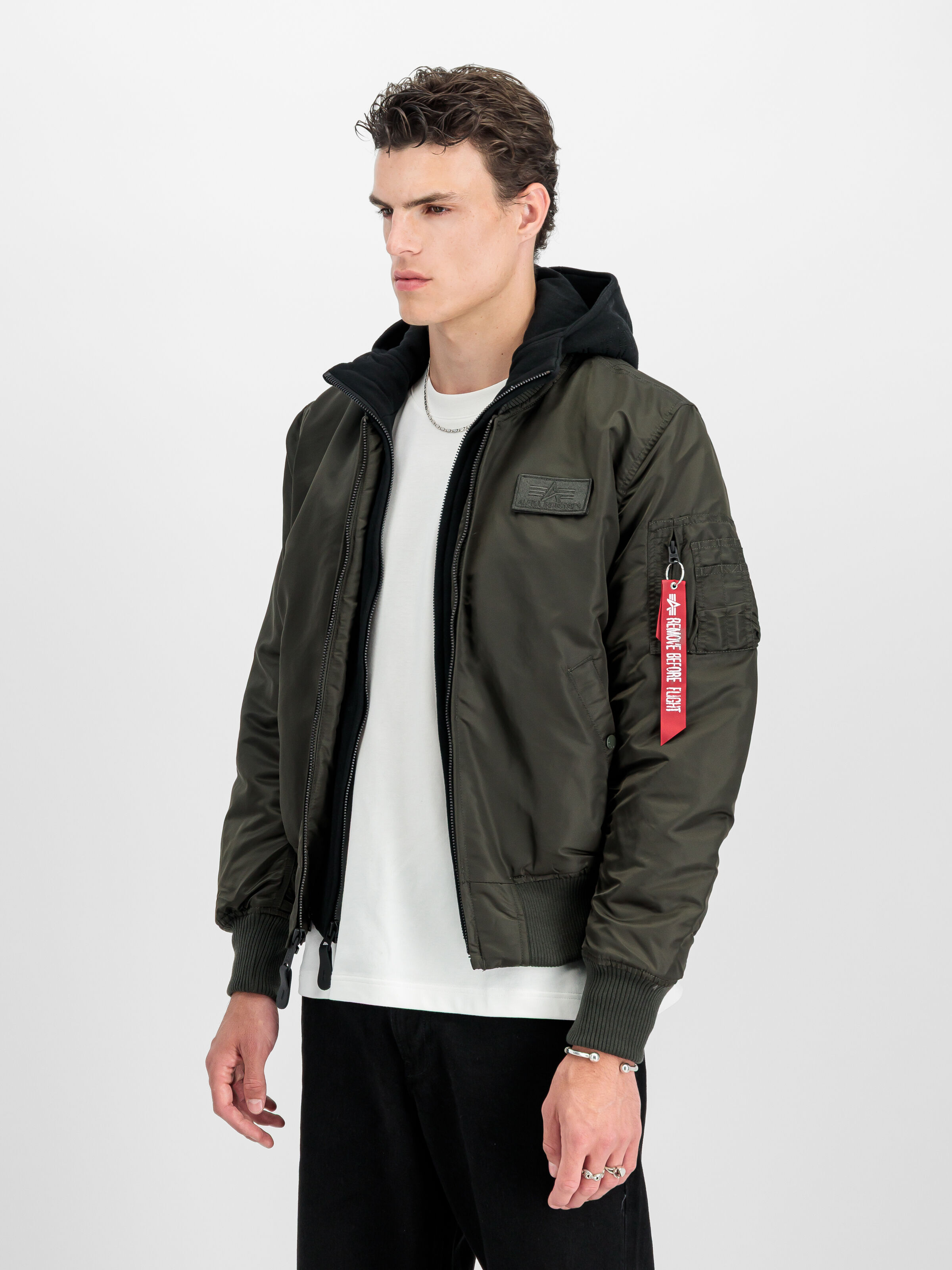 MA-1 D-Tec Hood Bomber Jacket black olive 183110_413_2_model_00002_189407